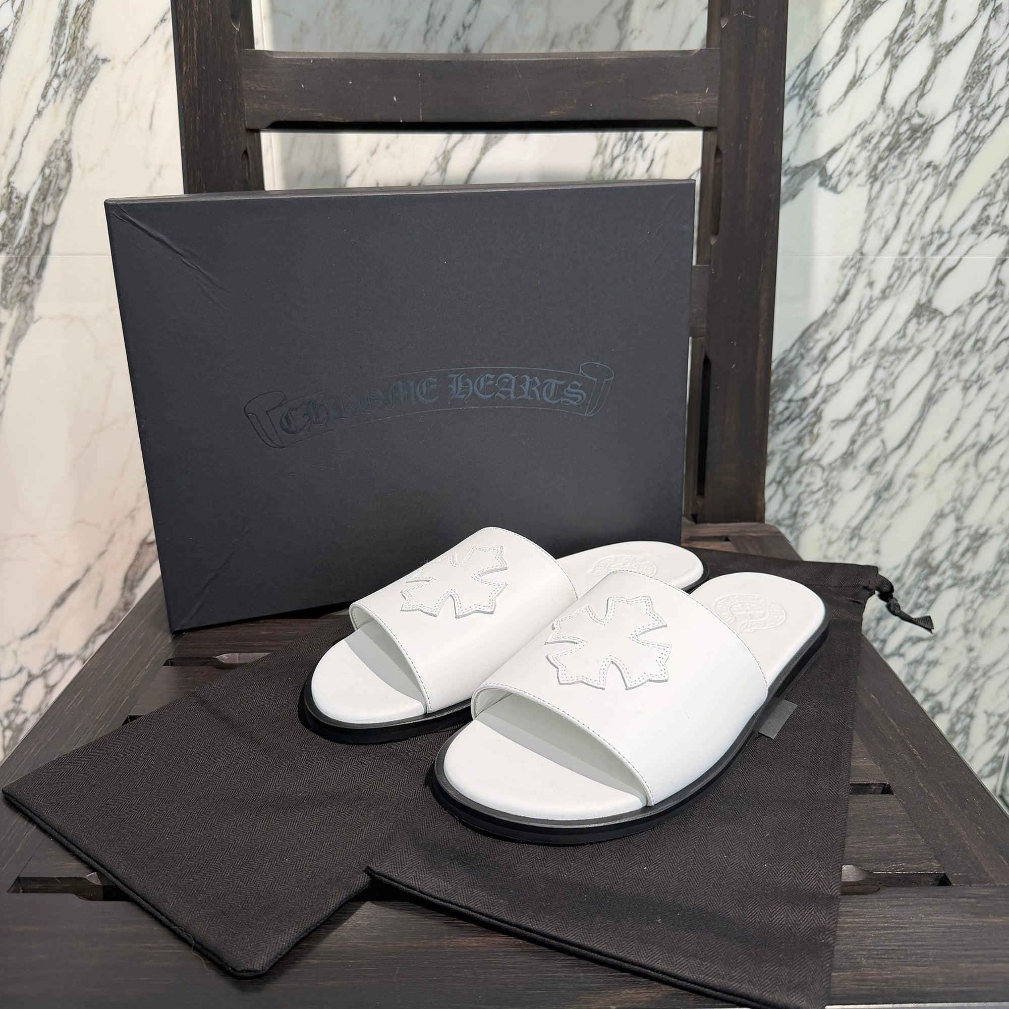 CHROME HEARTS Leather Cross Patch Sandals Size 41 (約26.0cm) クロムハーツ レザークロスパッチ サンダル サイズ41 (約26.0cm)