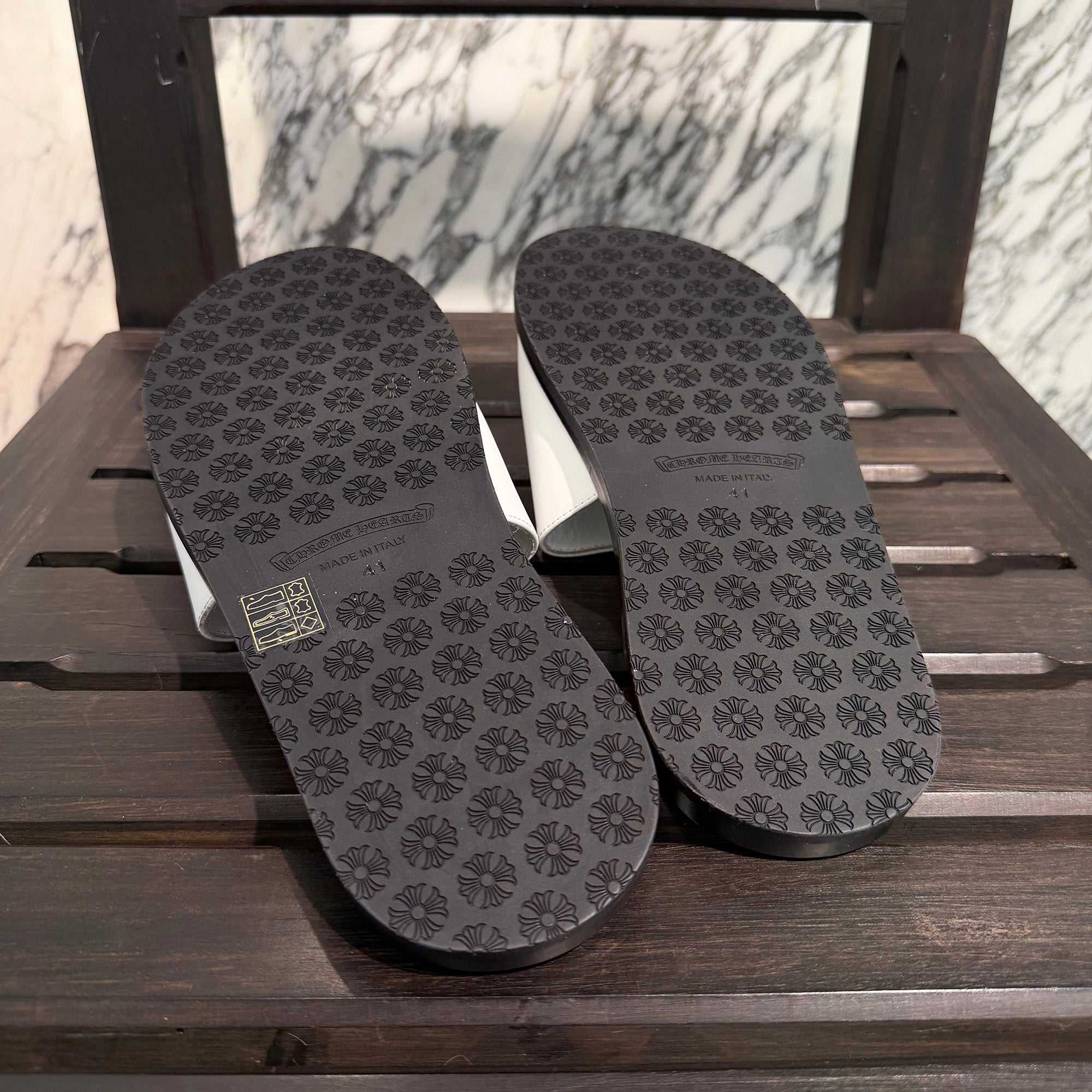 CHROME HEARTS Leather Cross Patch Sandals Size 41 (約26.0cm