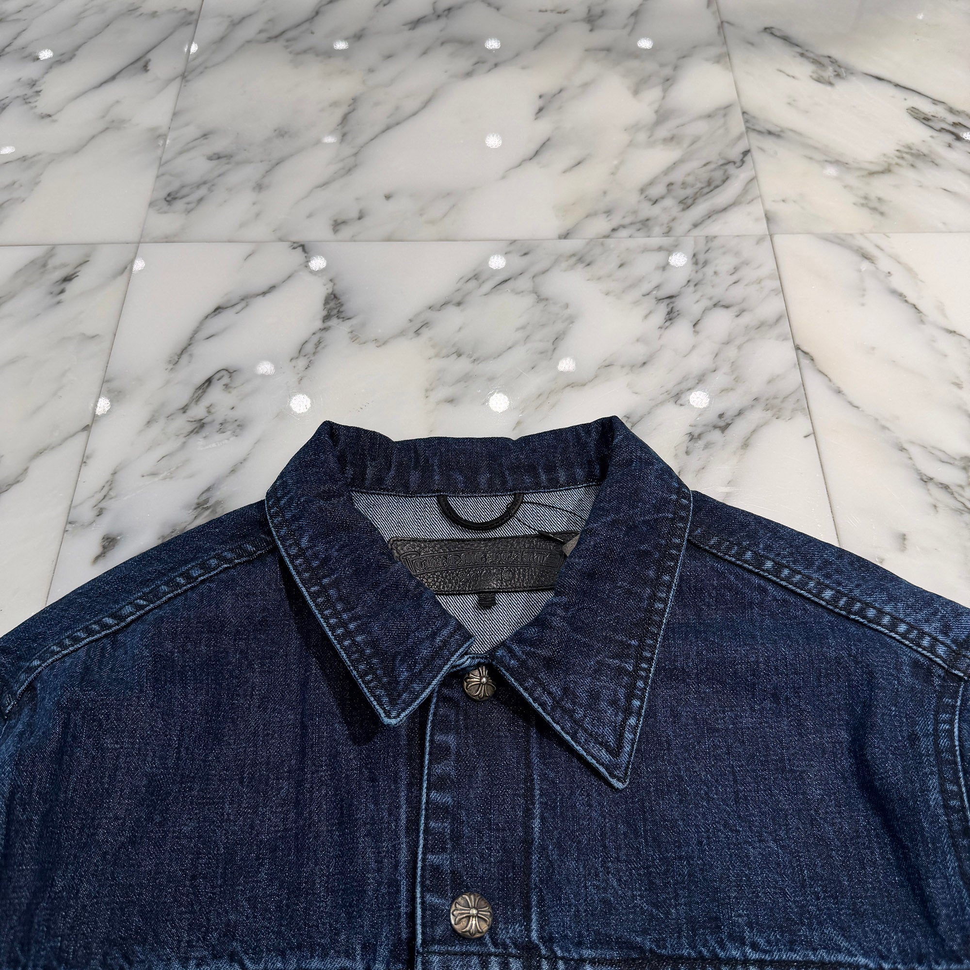 CHROME HEARTS Cross Ball Button MOTO BREATH Denim Jacket Size L クロムハーツ クロスボールボタン モーターブレス デニムジャケット サイズL