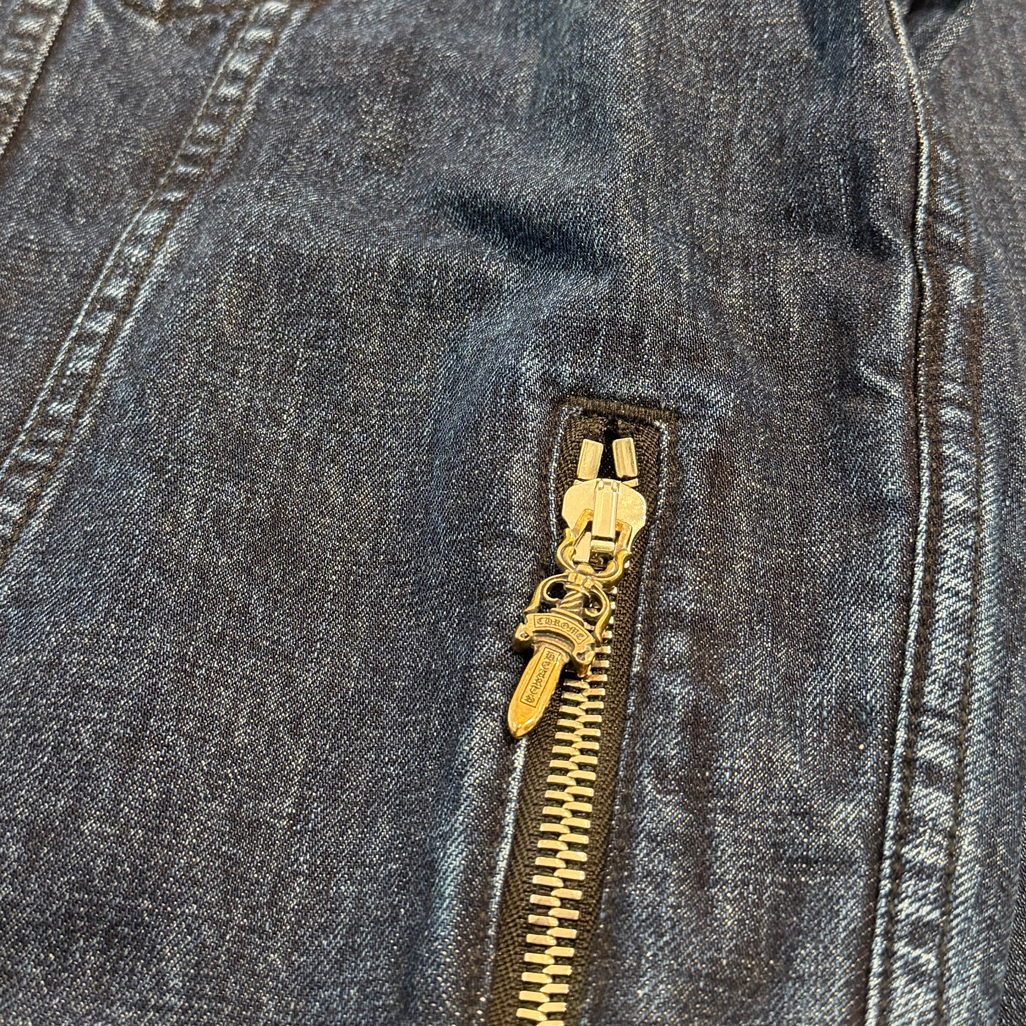 CHROME HEARTS Cross Ball Button MOTO BREATH Denim Jacket Size L クロムハーツ クロスボールボタン モーターブレス デニムジャケット サイズL