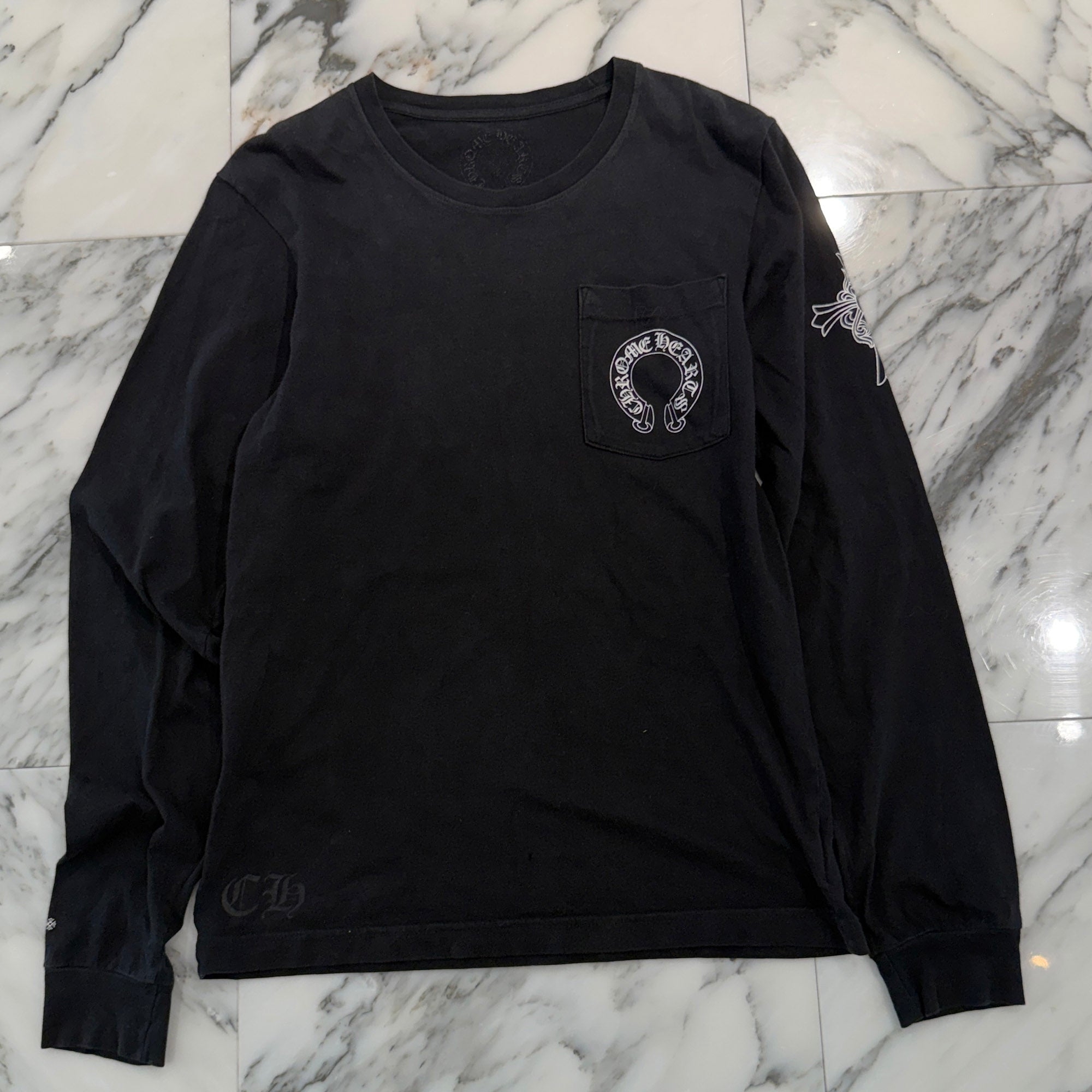 CHROME HEARTS Made In Hollywood  Horseshoe & CH Cross Print Long Sleeve Tee Size S クロムハーツ メイドインハリウッド ホースシュー&CHクロス プリント ロングスリーブ Tシャツ サイズS