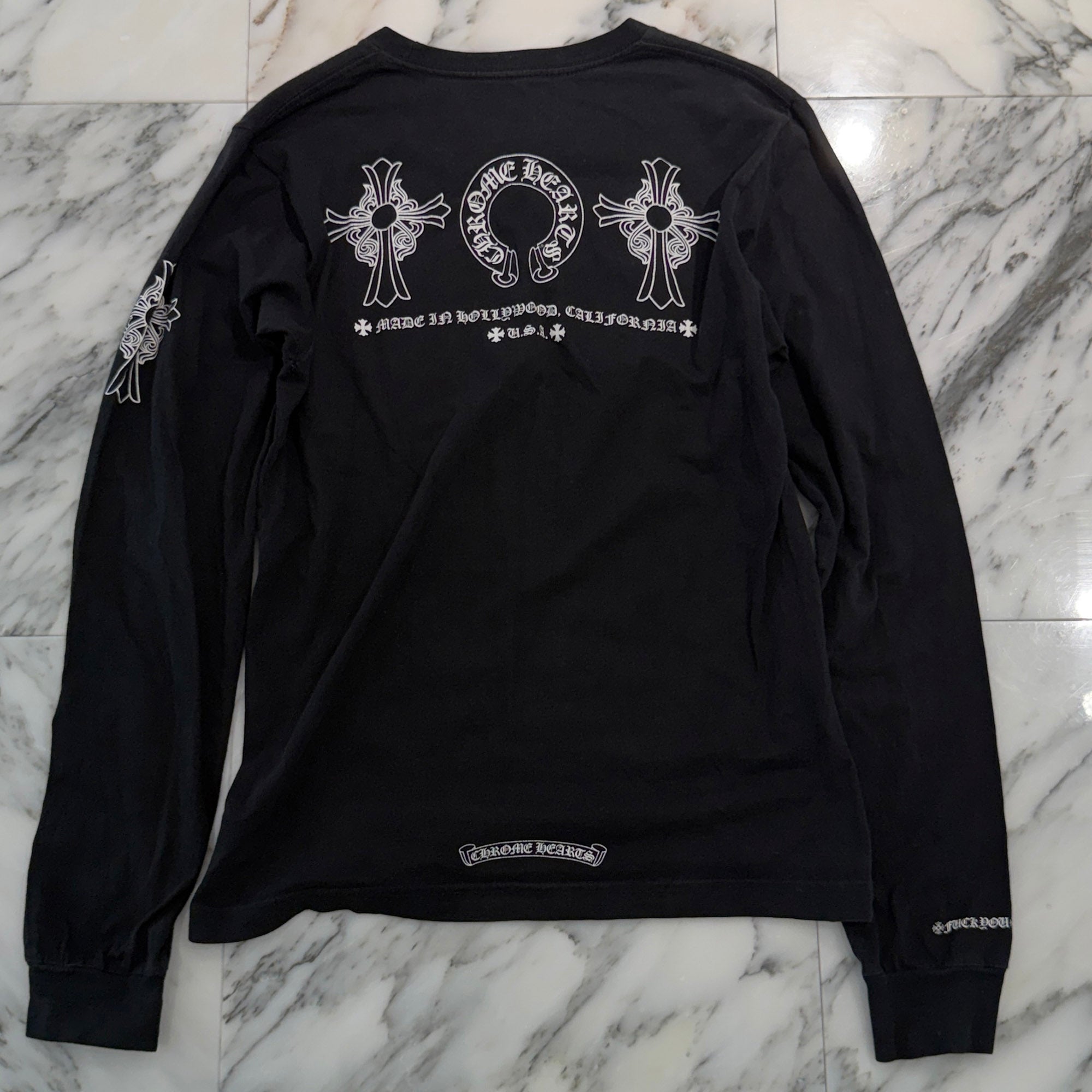 CHROME HEARTS Made In Hollywood  Horseshoe & CH Cross Print Long Sleeve Tee Size S クロムハーツ メイドインハリウッド ホースシュー&CHクロス プリント ロングスリーブ Tシャツ サイズS