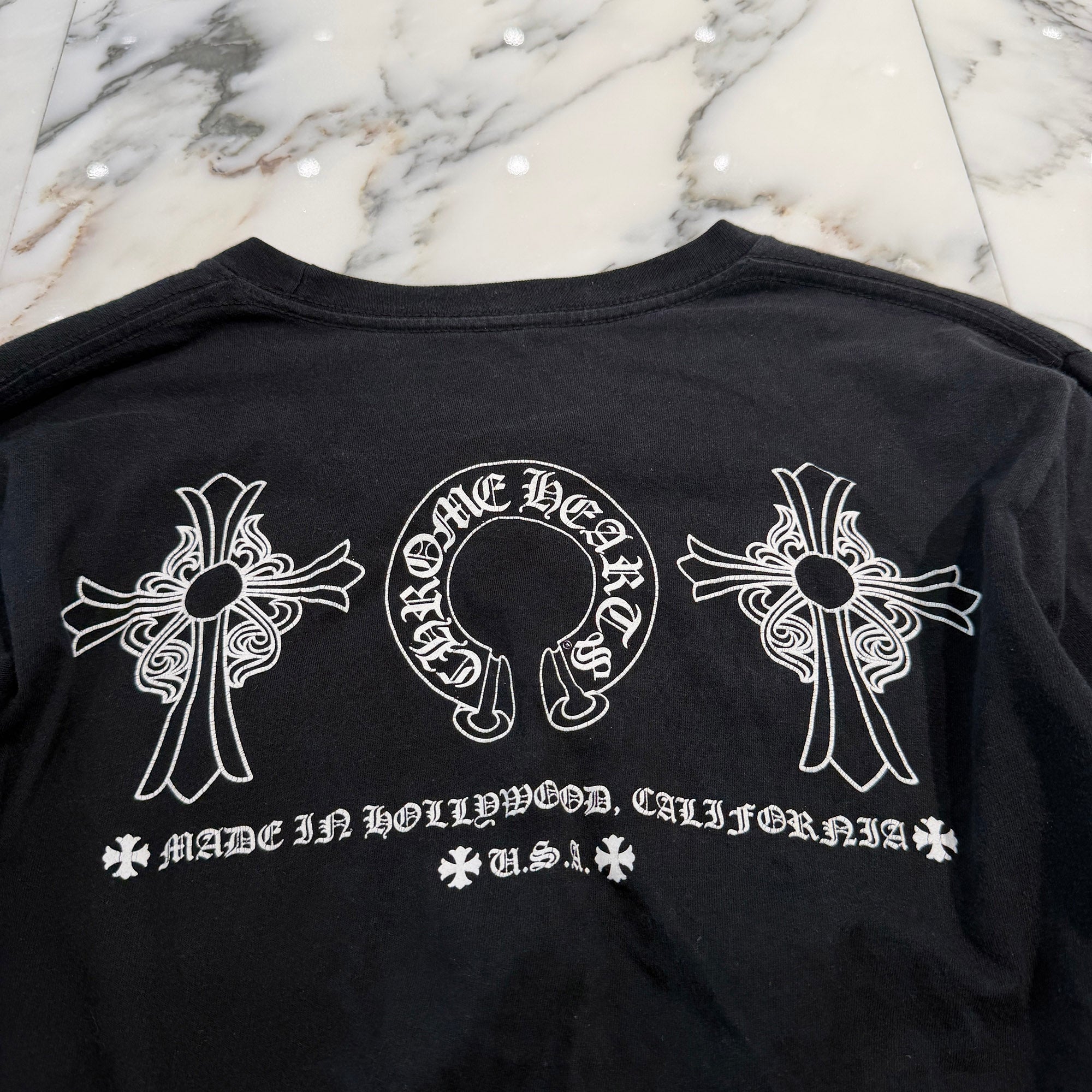 CHROME HEARTS Made In Hollywood  Horseshoe & CH Cross Print Long Sleeve Tee Size S クロムハーツ メイドインハリウッド ホースシュー&CHクロス プリント ロングスリーブ Tシャツ サイズS