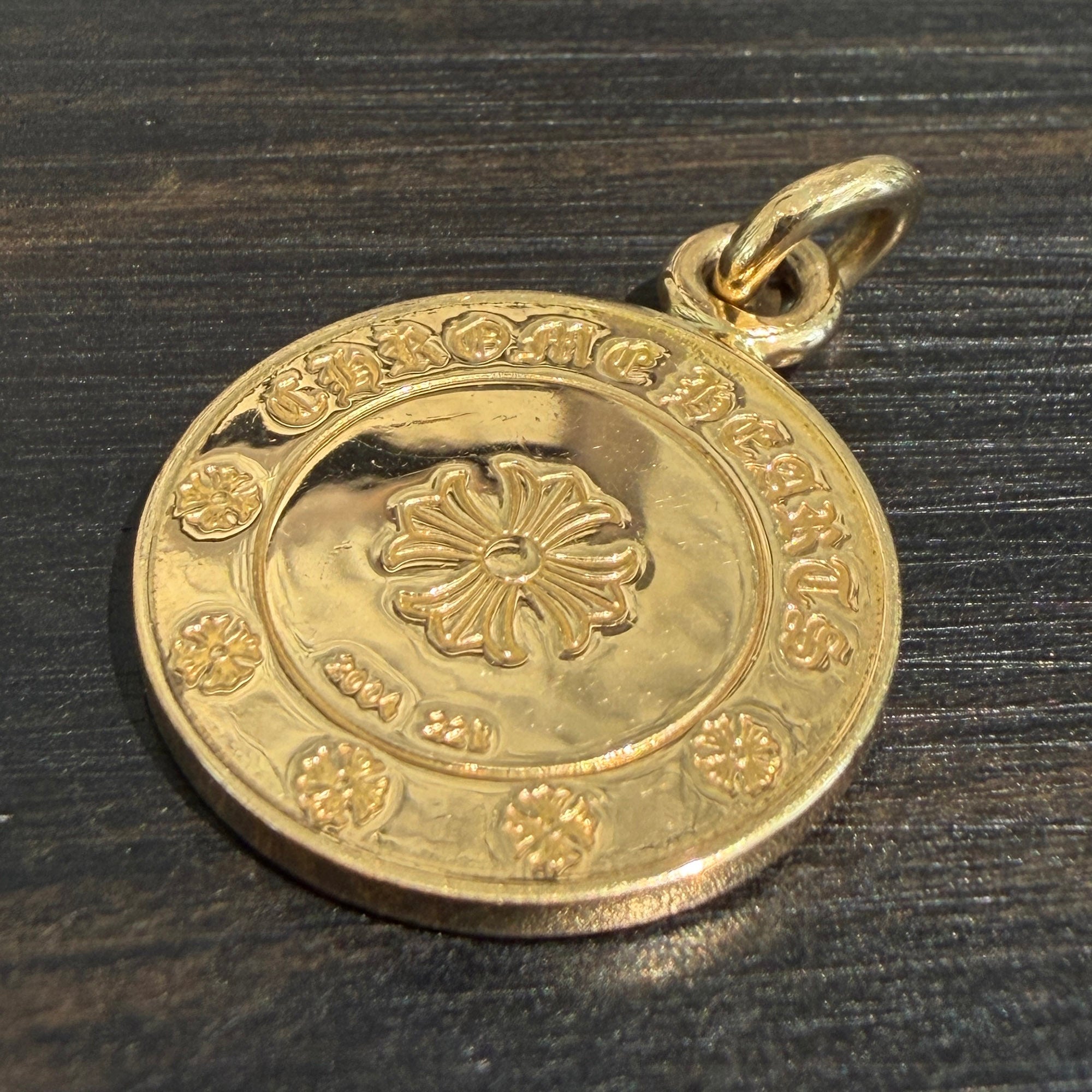 CHROME HEARTS 22K ANGEL MEDAL Pave Pink Sapphire Pendant Top クロムハーツ 22K エンジェル メダル パヴェ ピンクサファイア ペンダントトップ