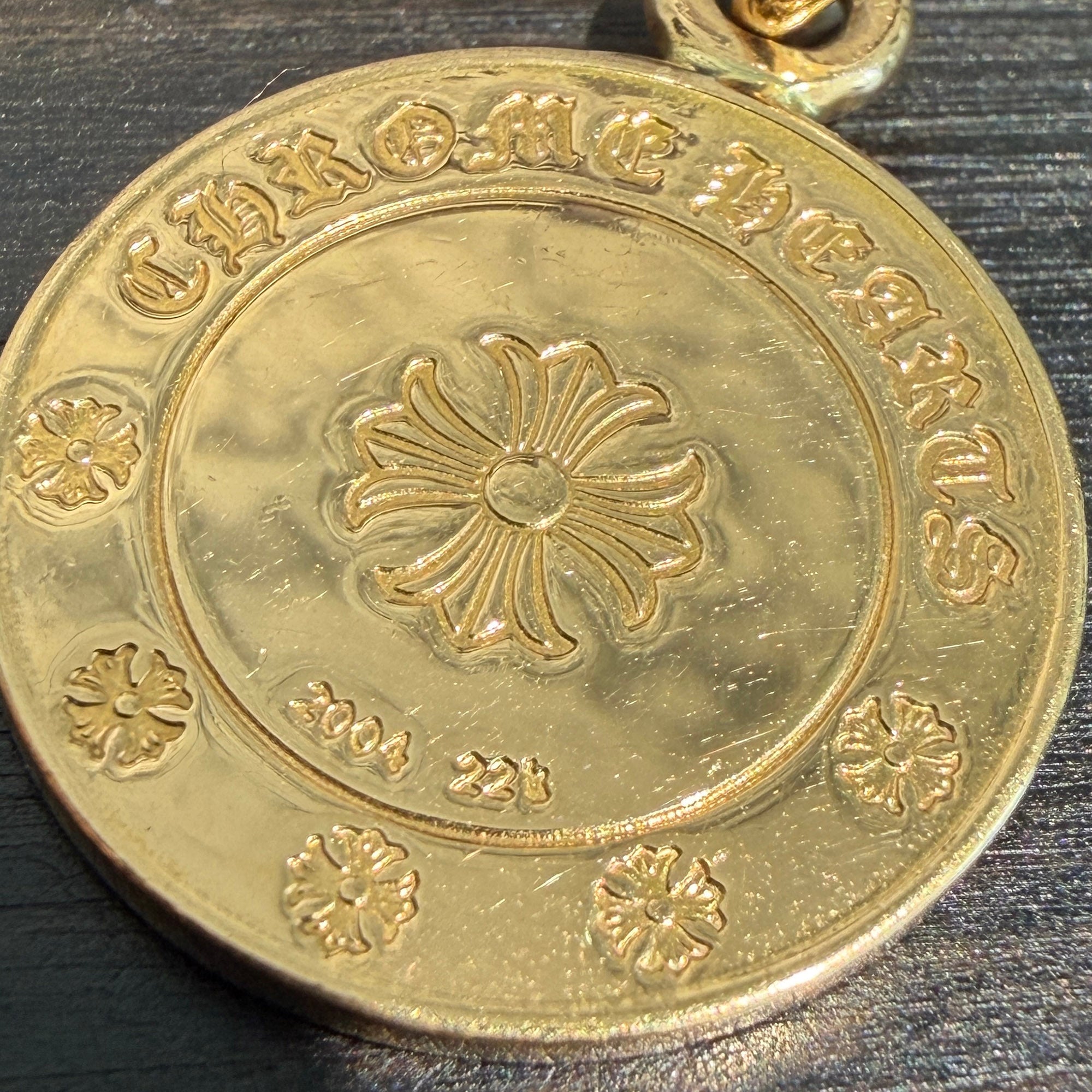 CHROME HEARTS 22K ANGEL MEDAL Pave Pink Sapphire Pendant Top クロムハーツ 22K エンジェル メダル パヴェ ピンクサファイア ペンダントトップ