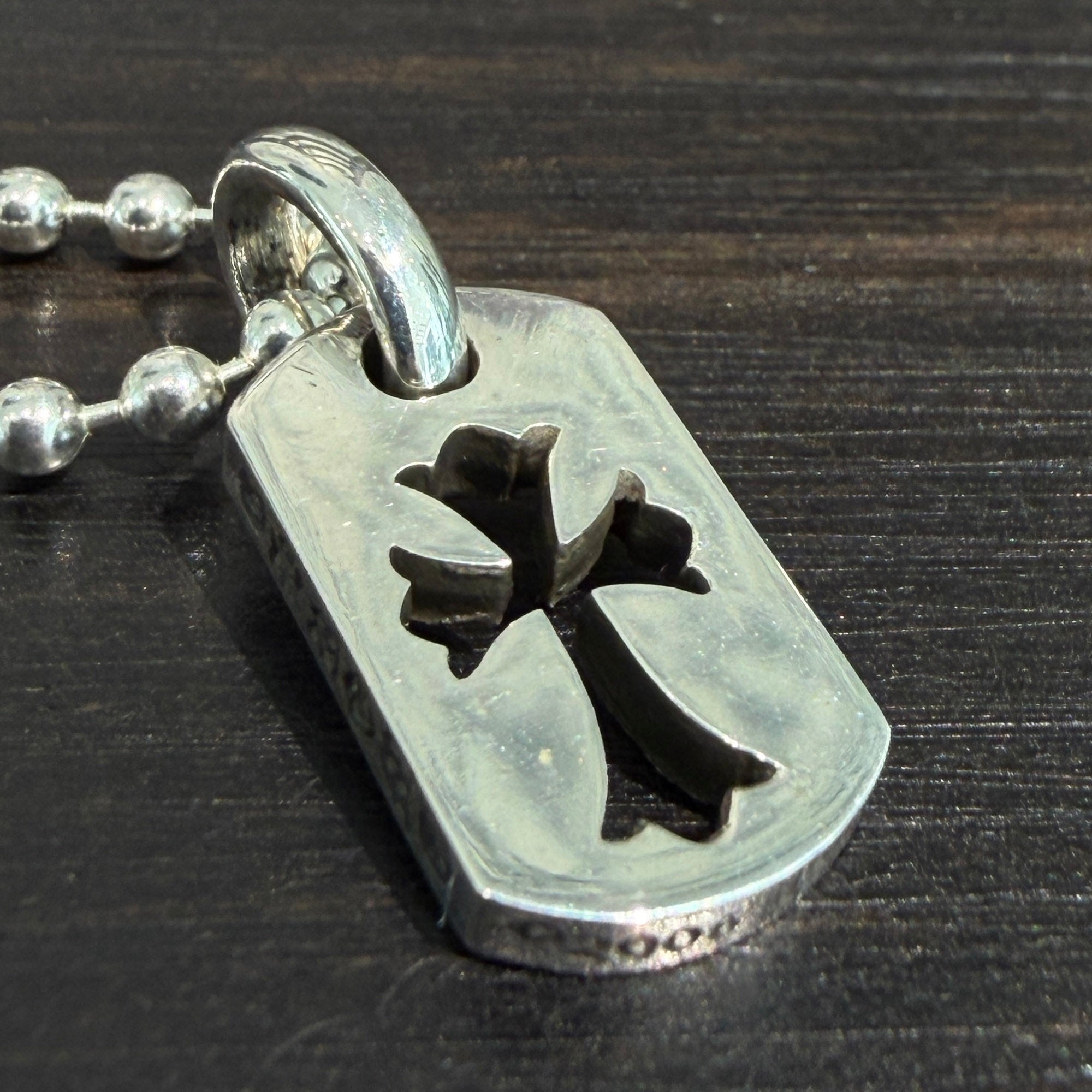 CHROME HEARTS Tiny Cut Out Cross Dock Tag Charm クロムハーツ タイニー カットアウトクロス ドッグタグ チャーム