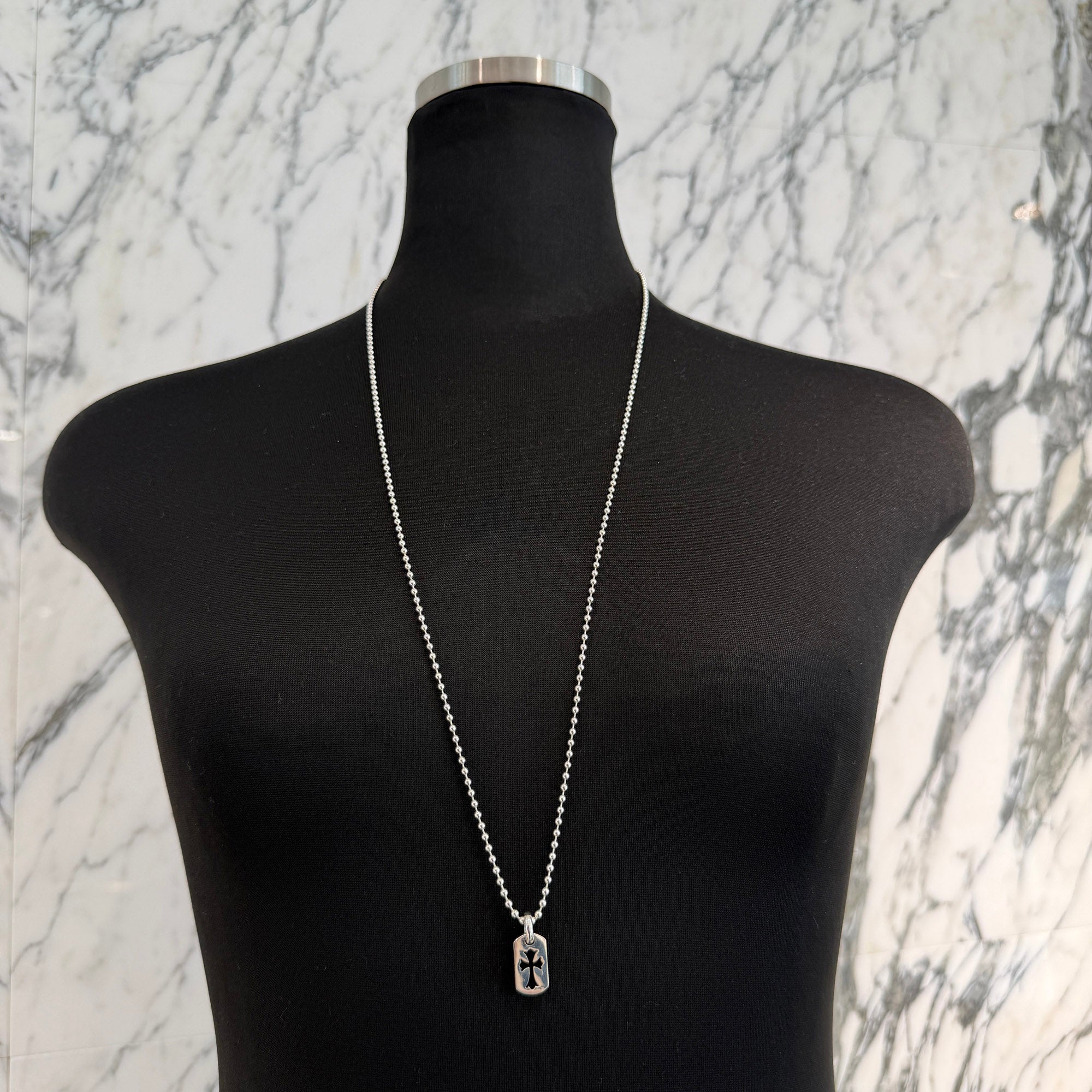 CHROME HEARTS Tiny Cut Out Cross Dock Tag Charm クロムハーツ タイニー カットアウトクロス ドッグタグ チャーム
