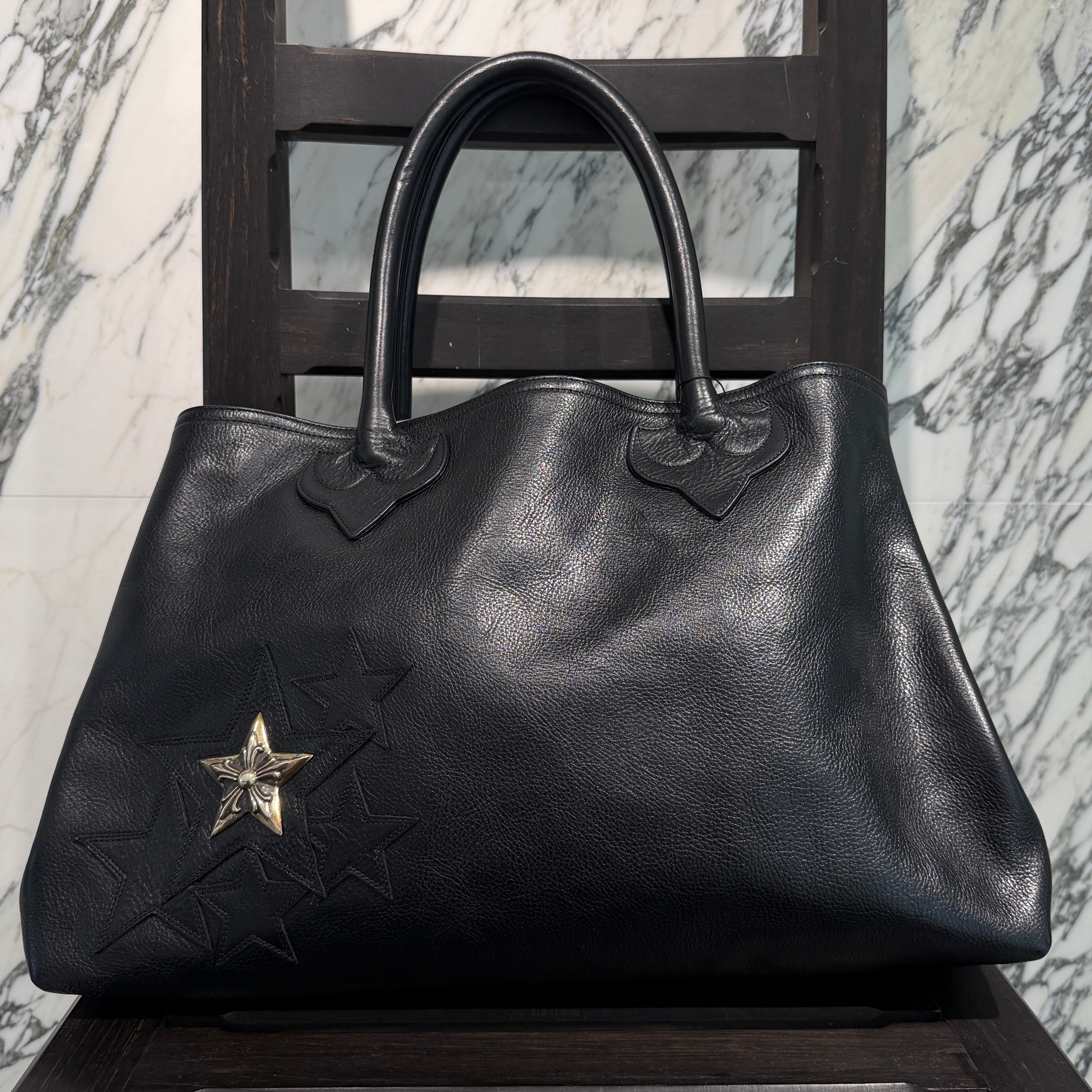 CHROME HEARTS Cemetery Star Patch Leather Tote Bag クロムハーツ