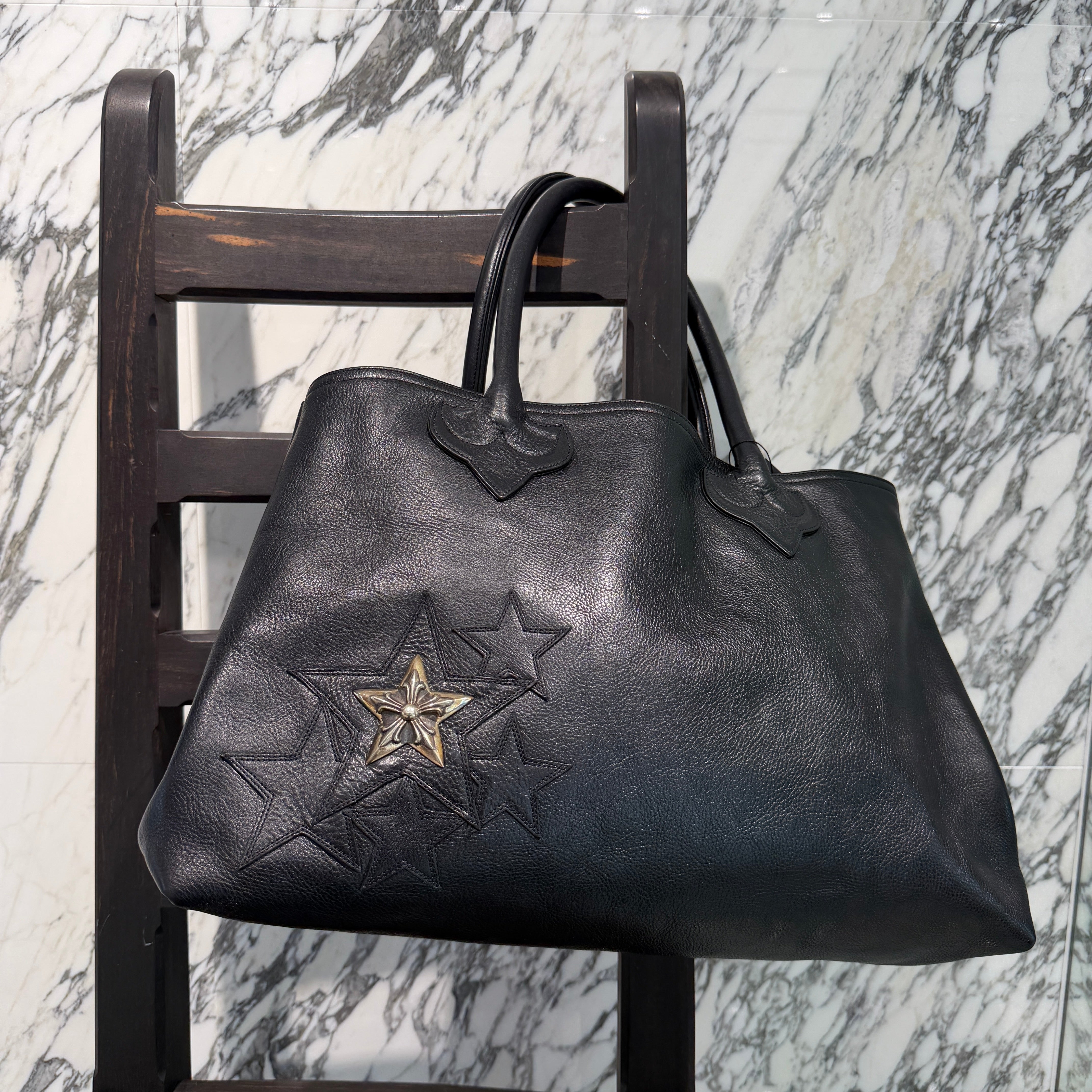 CHROME HEARTS Cemetery Star Patch Leather Tote Bag クロムハーツ