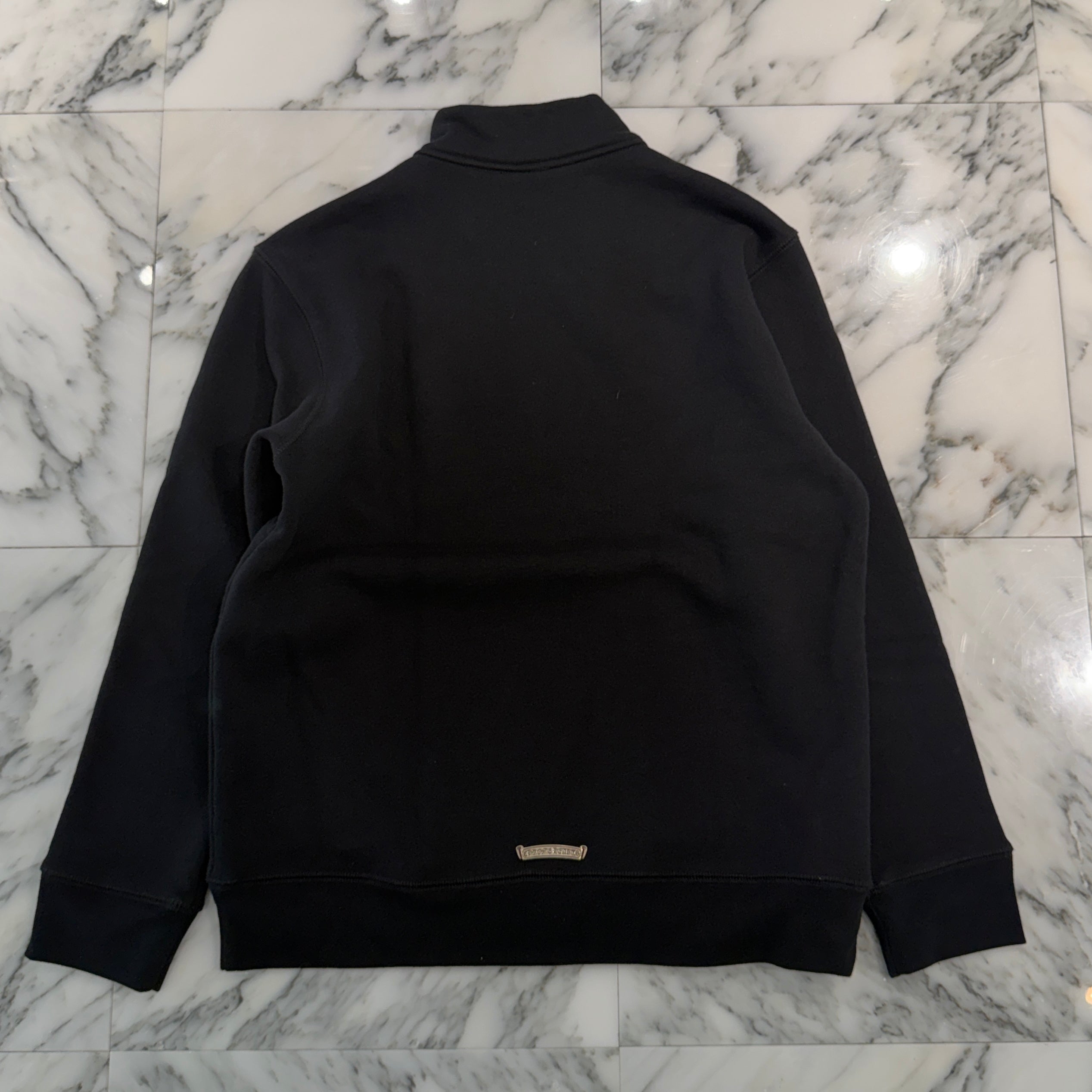 CHROME HEARTS Y NOT Cemetery Cross Leather Patch Half Zip Sweatshirt Size M クロムハーツ ワイノット セメタリークロス レザーパッチ ハーフジップ スウェットシャツ サイズM