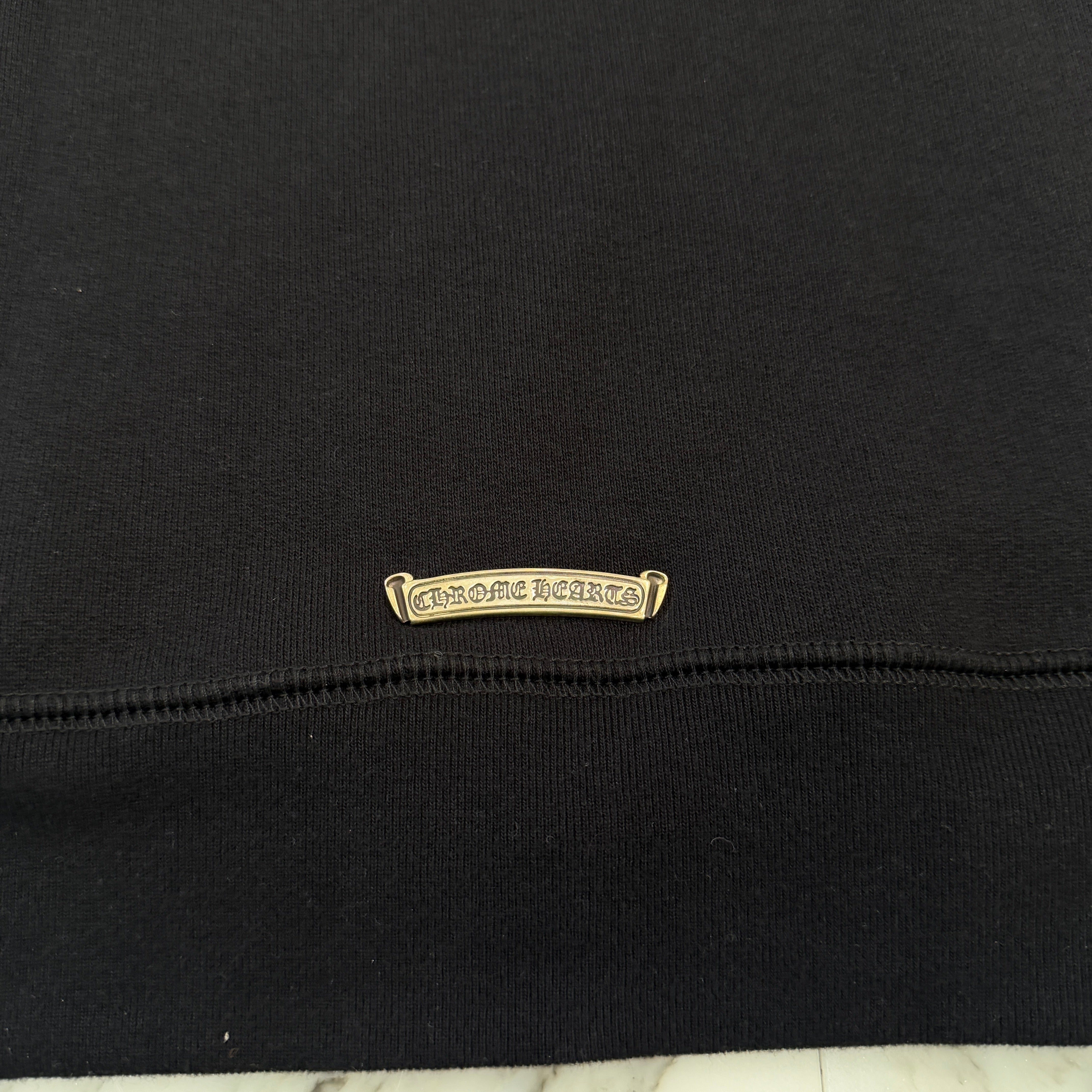 CHROME HEARTS Y NOT Cemetery Cross Leather Patch Half Zip Sweatshirt Size M クロムハーツ ワイノット セメタリークロス レザーパッチ ハーフジップ スウェットシャツ サイズM