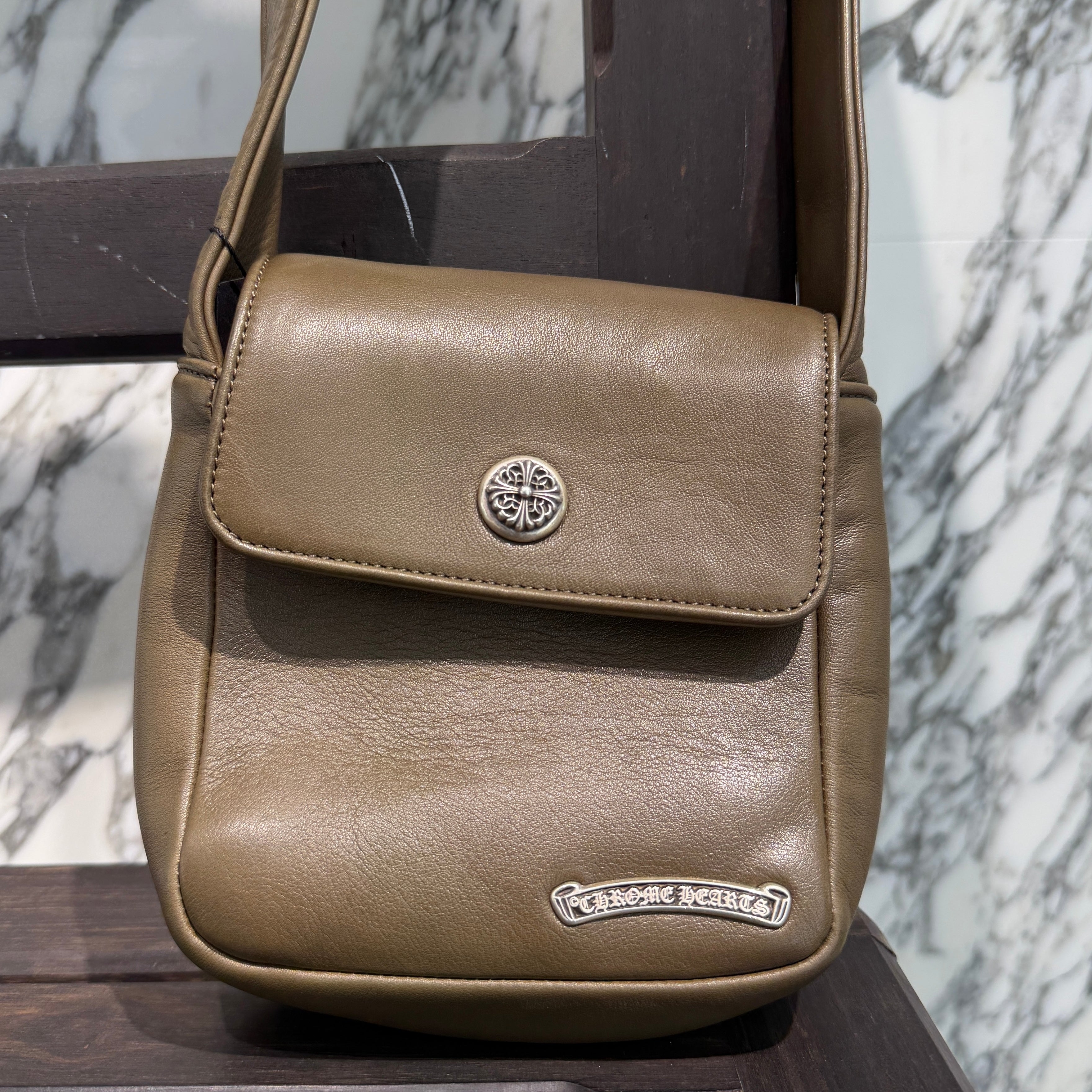 CHROME HEARTS HOT POT Floral Cross Ball Leather Shoulder Bag クロムハーツ ホットポット フローラルクロスボール レザーショルダーバッグ