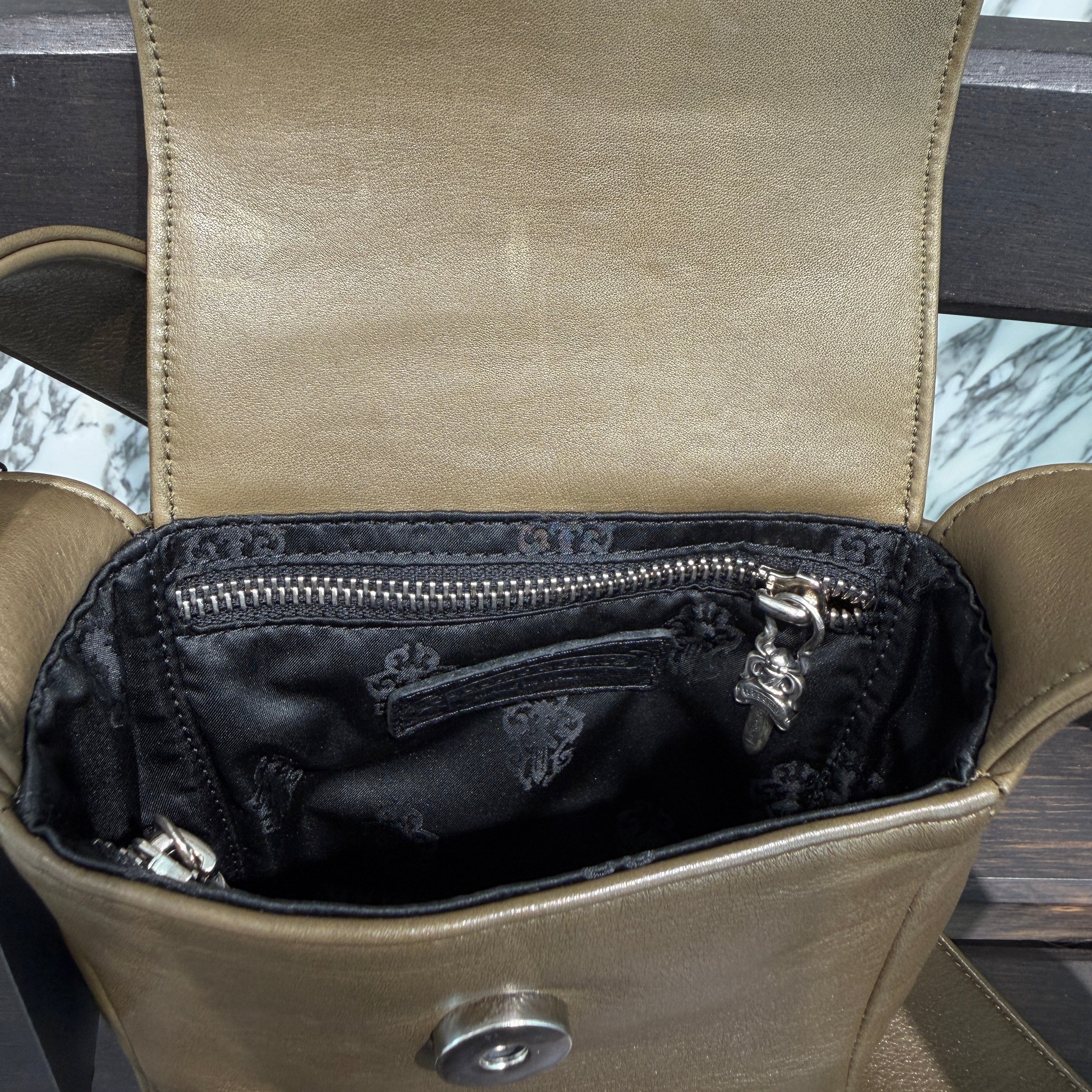 CHROME HEARTS HOT POT Floral Cross Ball Leather Shoulder Bag クロムハーツ ホットポット フローラルクロスボール レザーショルダーバッグ