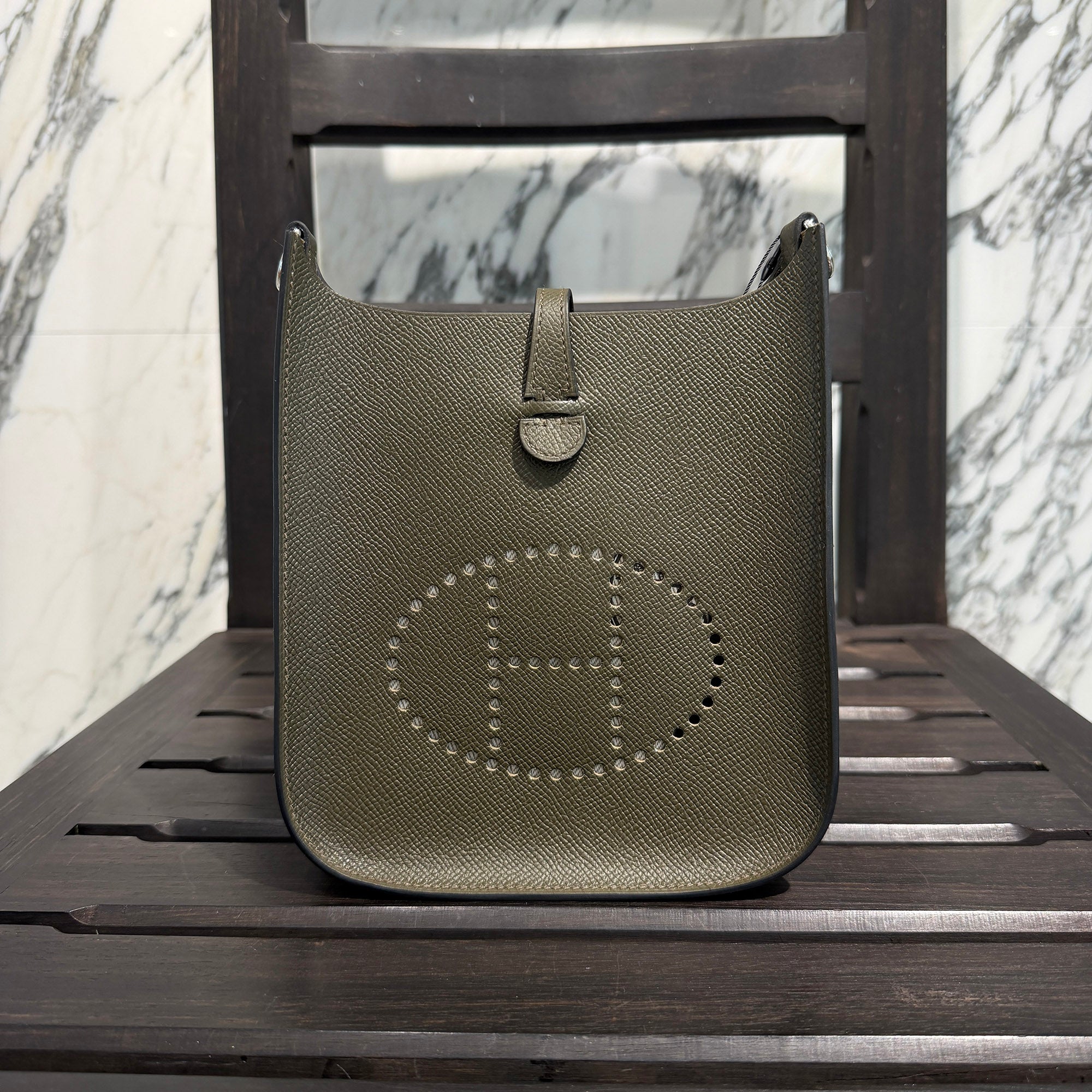 HERMES Evelyne Sellier TPM "Vert Loden" G刻印 エルメス エブリン セリエ  TPM "ヴェール・ロデン" レザーショルダーバッグ