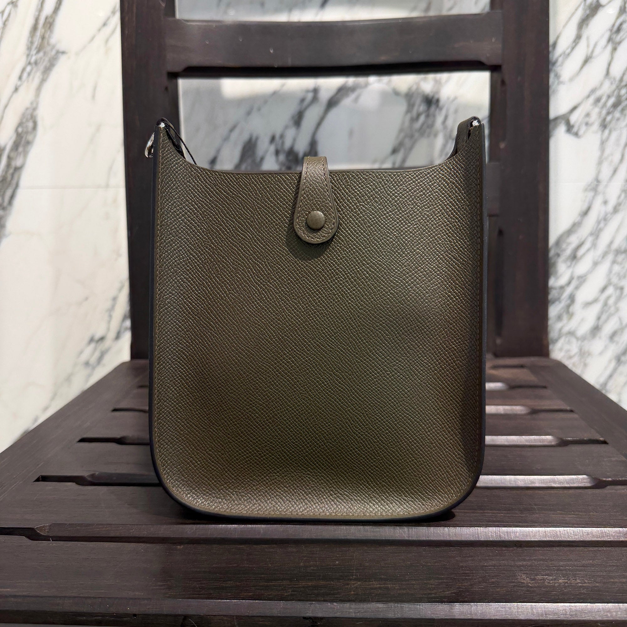 HERMES Evelyne Sellier TPM "Vert Loden" G刻印 エルメス エブリン セリエ  TPM "ヴェール・ロデン" レザーショルダーバッグ