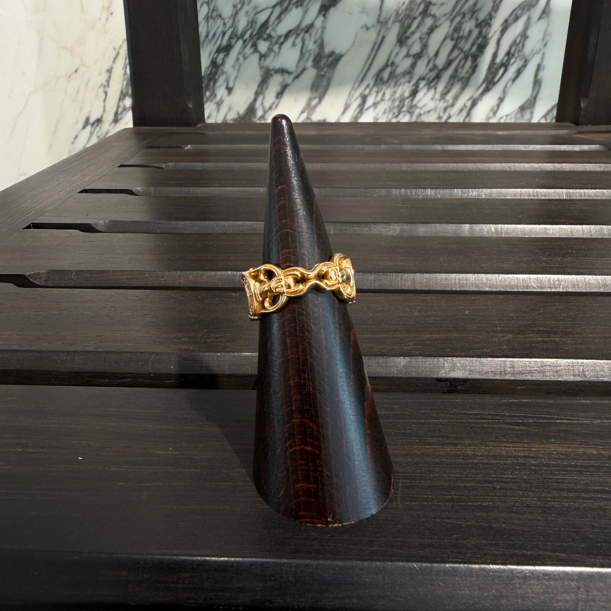 CHROME HEARTS 22K Open Double Dagger Ring Pave Diamond Size 17号