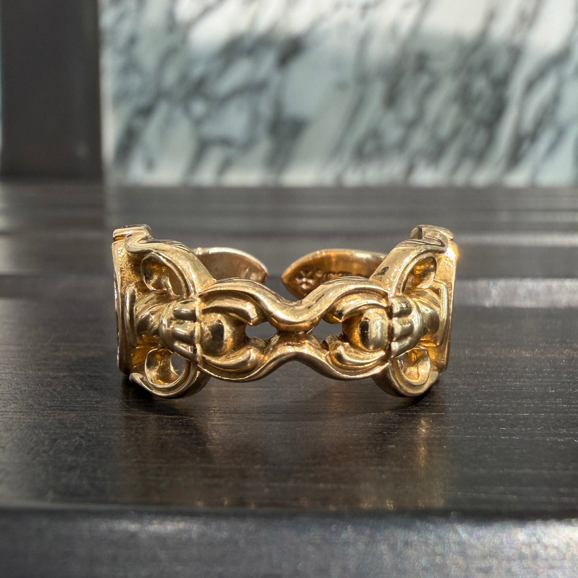 CHROME HEARTS 22K Open Double Dagger Ring Pave Diamond Size 17号 クロムハーツ 22K オープンダブルダガーリング パヴェダイヤモンド サイズ17号