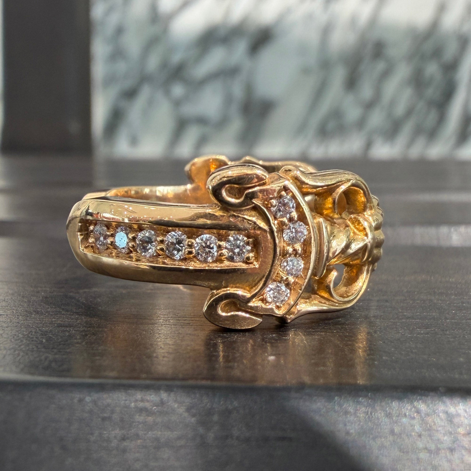 CHROME HEARTS 22K Open Double Dagger Ring Pave Diamond Size 17号 クロムハーツ 22K オープンダブルダガーリング パヴェダイヤモンド サイズ17号