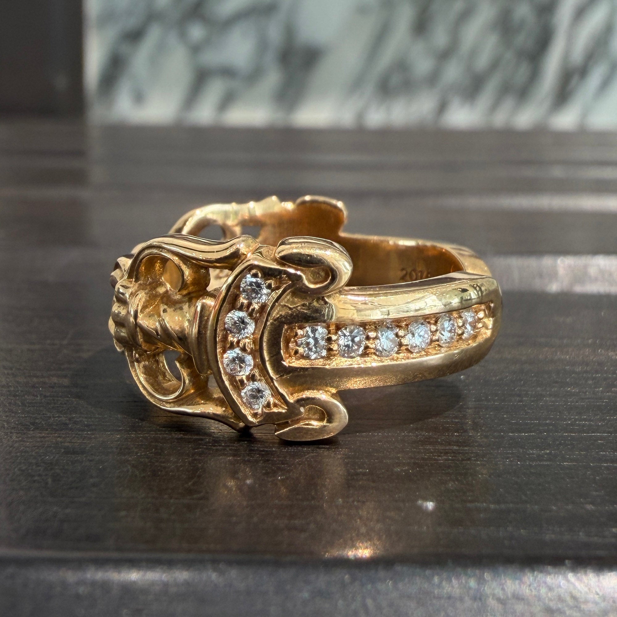 CHROME HEARTS 22K Open Double Dagger Ring Pave Diamond Size 17号 クロムハーツ 22K オープンダブルダガーリング パヴェダイヤモンド サイズ17号