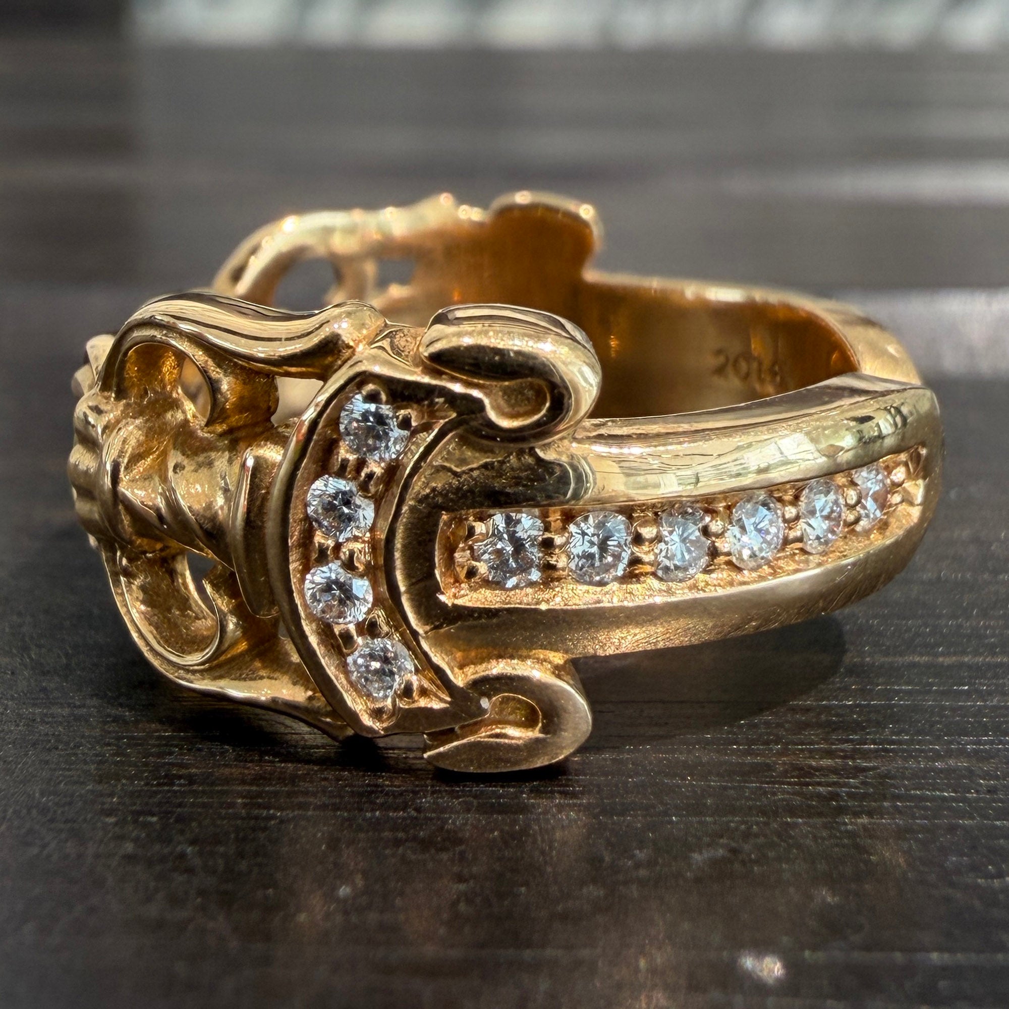クロムハーツ  22K DBL DAGGER OPEN/22K ダブルダガーオープン PAVEダイヤ/ゴールドリング メンズ 17号 CHROME HEARTS 22K Open Double Dagger Ring Pave Diamond Size 17号