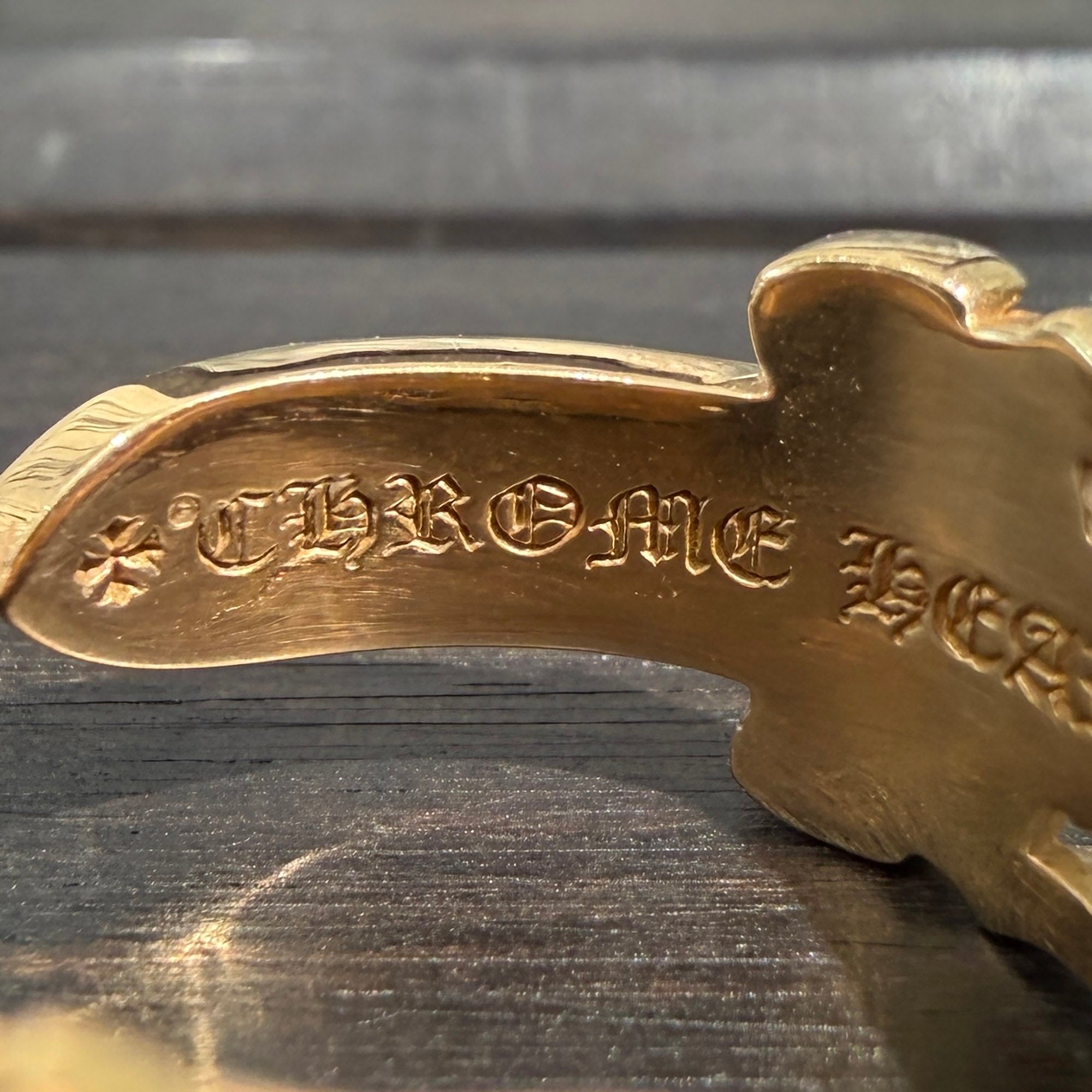 CHROME HEARTS 22K Open Double Dagger Ring Pave Diamond Size 17号