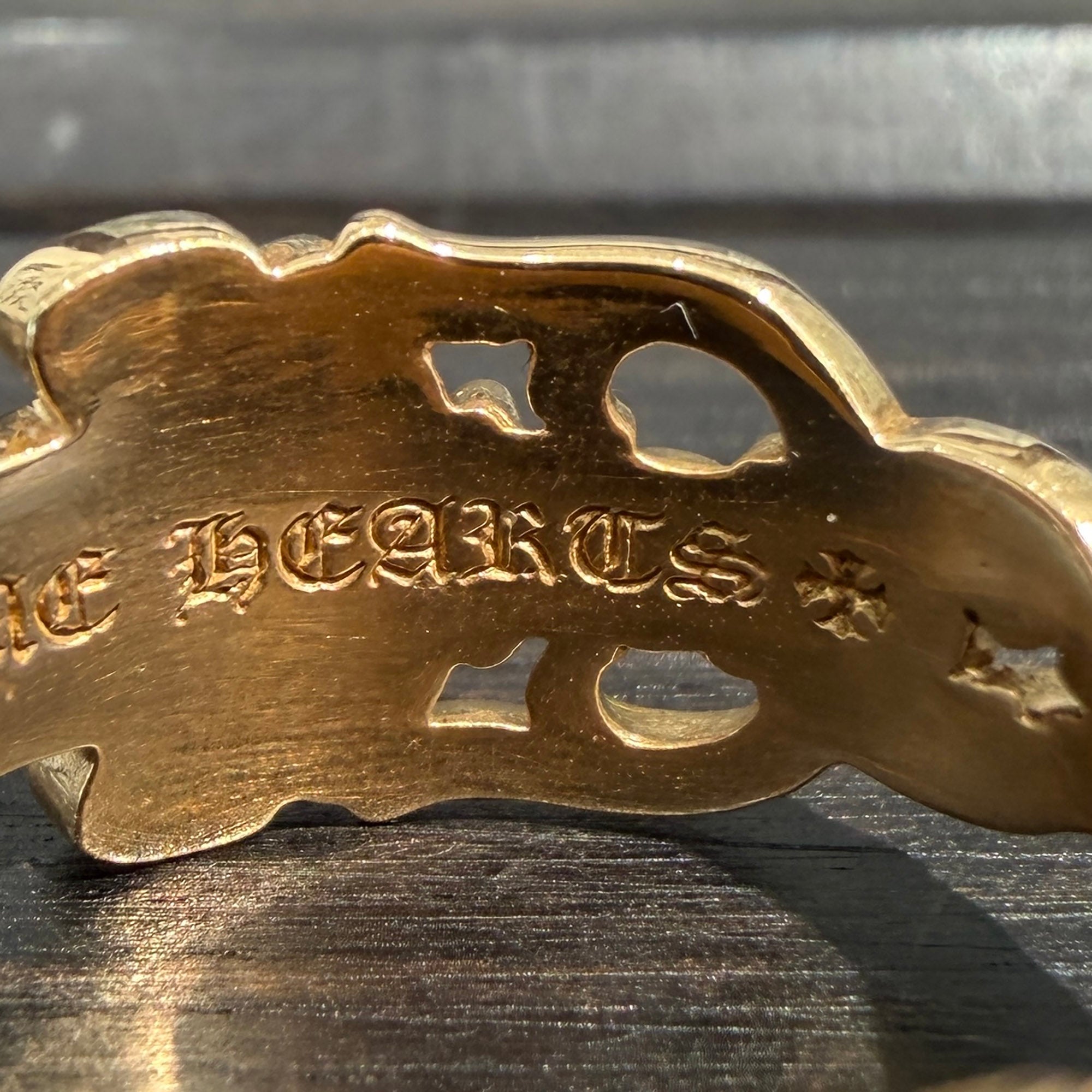 CHROME HEARTS 22K Open Double Dagger Ring Pave Diamond Size 17号