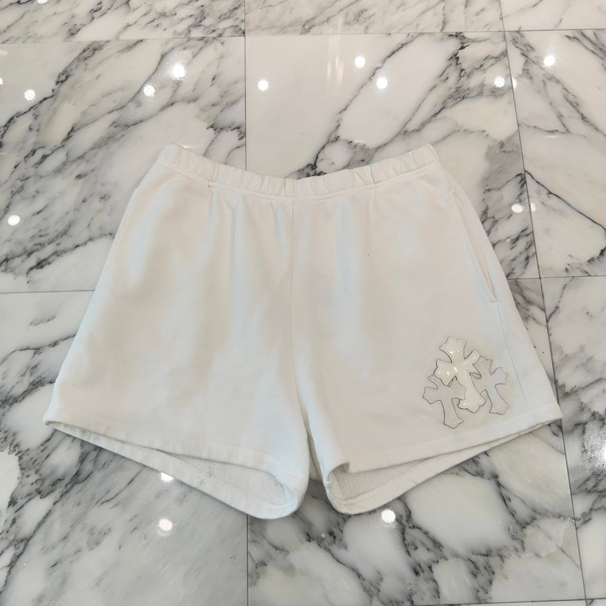 CHROME HEARTS Patent Leather Cross Patch Sweat Shorts Size L クロムハーツ パテントレザークロスパッチ スウェットショーツ サイズL