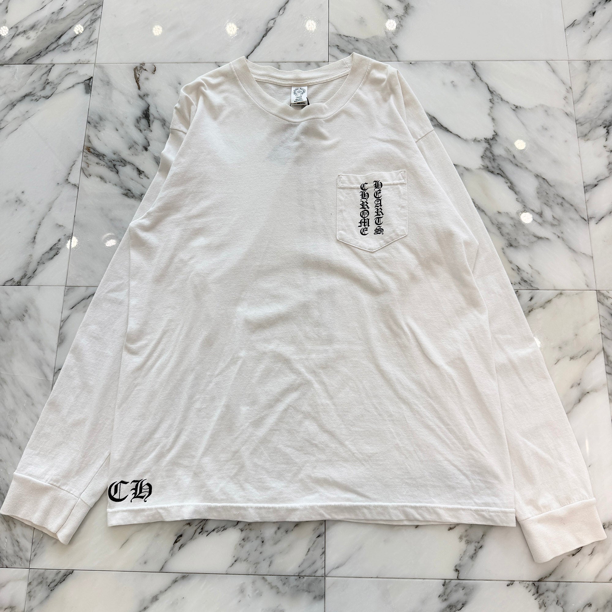CHROME HEARTS Vertical Logo Back RS3 Cross Print Long Sleeve Tee Size L クロムハーツ ヴァーティカルロゴ バック RS3クロス プリント ロングスリーブTシャツ サイズL