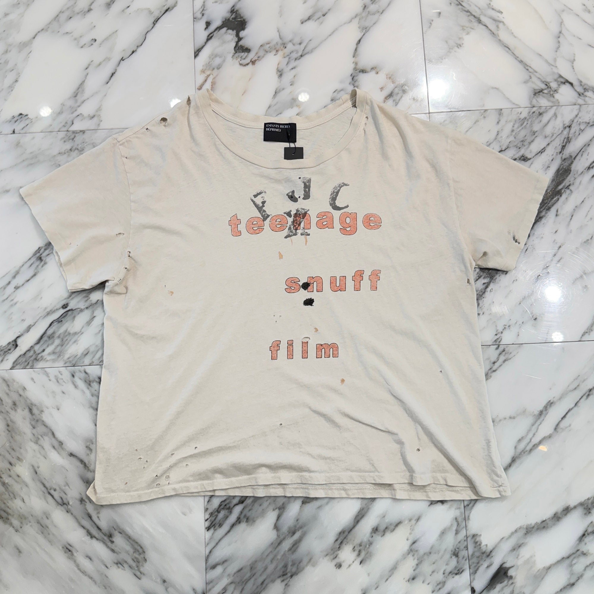 Enfants Riches Déprimés 2022SS Teenage Snuff Film Damage Tee Size XL アンファン リッシュ デプリメ ティーンエイジ スナッフ フィルム ダメージ Tシャツ サイズXL