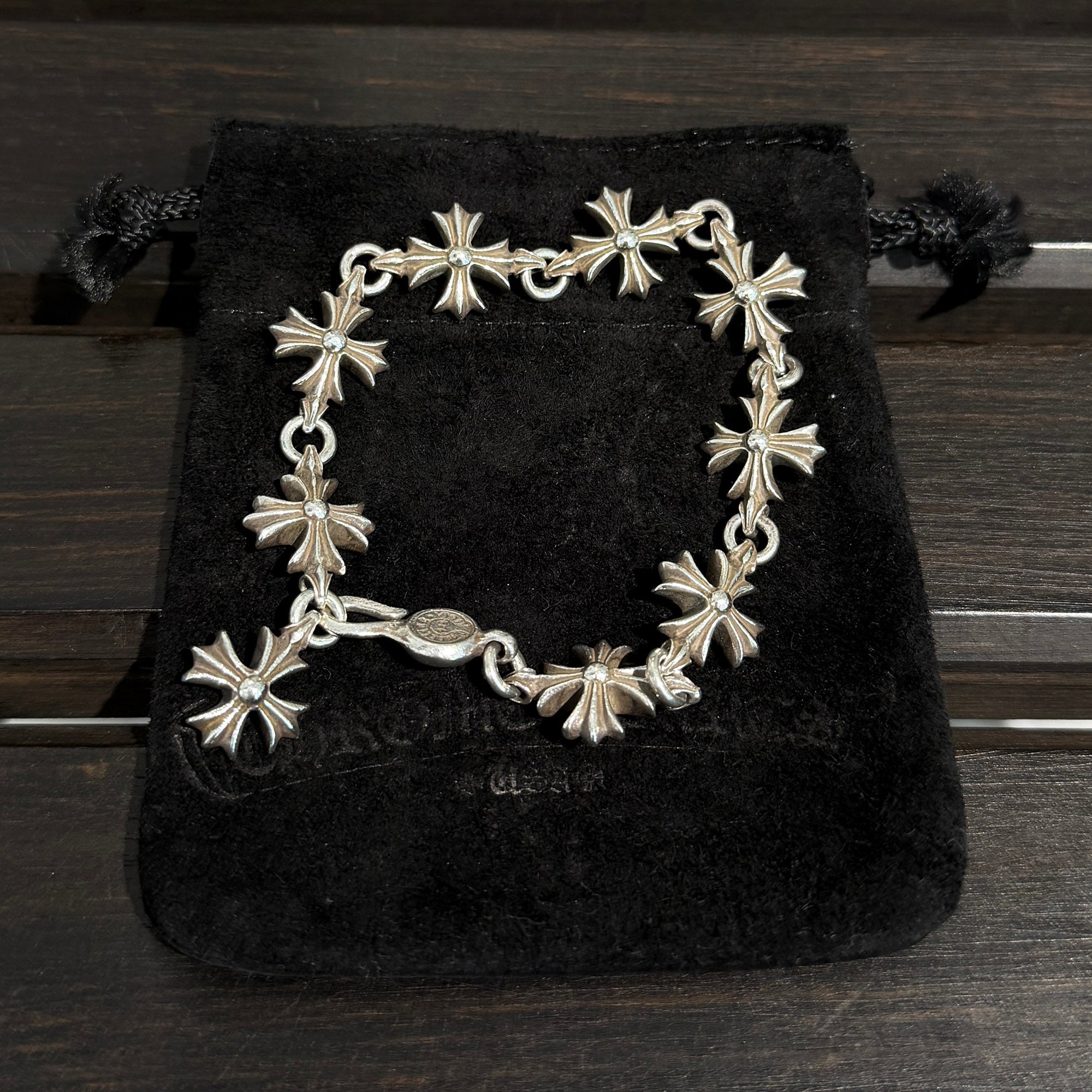 CHROME HEARTS Cut Out CH Plus Silver Bracelet 9 LINK クロムハーツ
