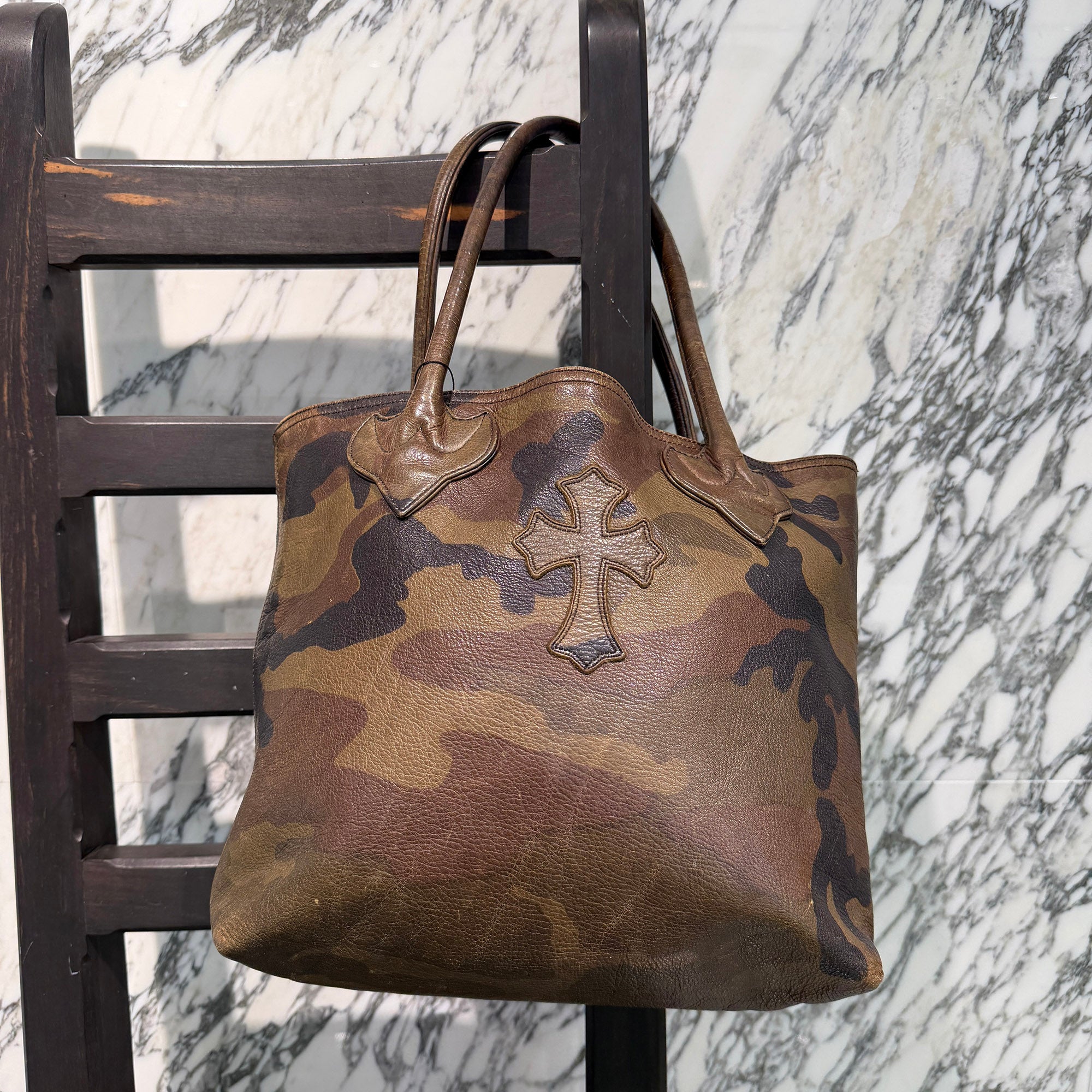 CHROME HEARTS Camouflage 1 Cross Leather Patch FS Tote Bag クロムハーツ カモフラージュ 1クロス レザーパッチ FS トートバッグ