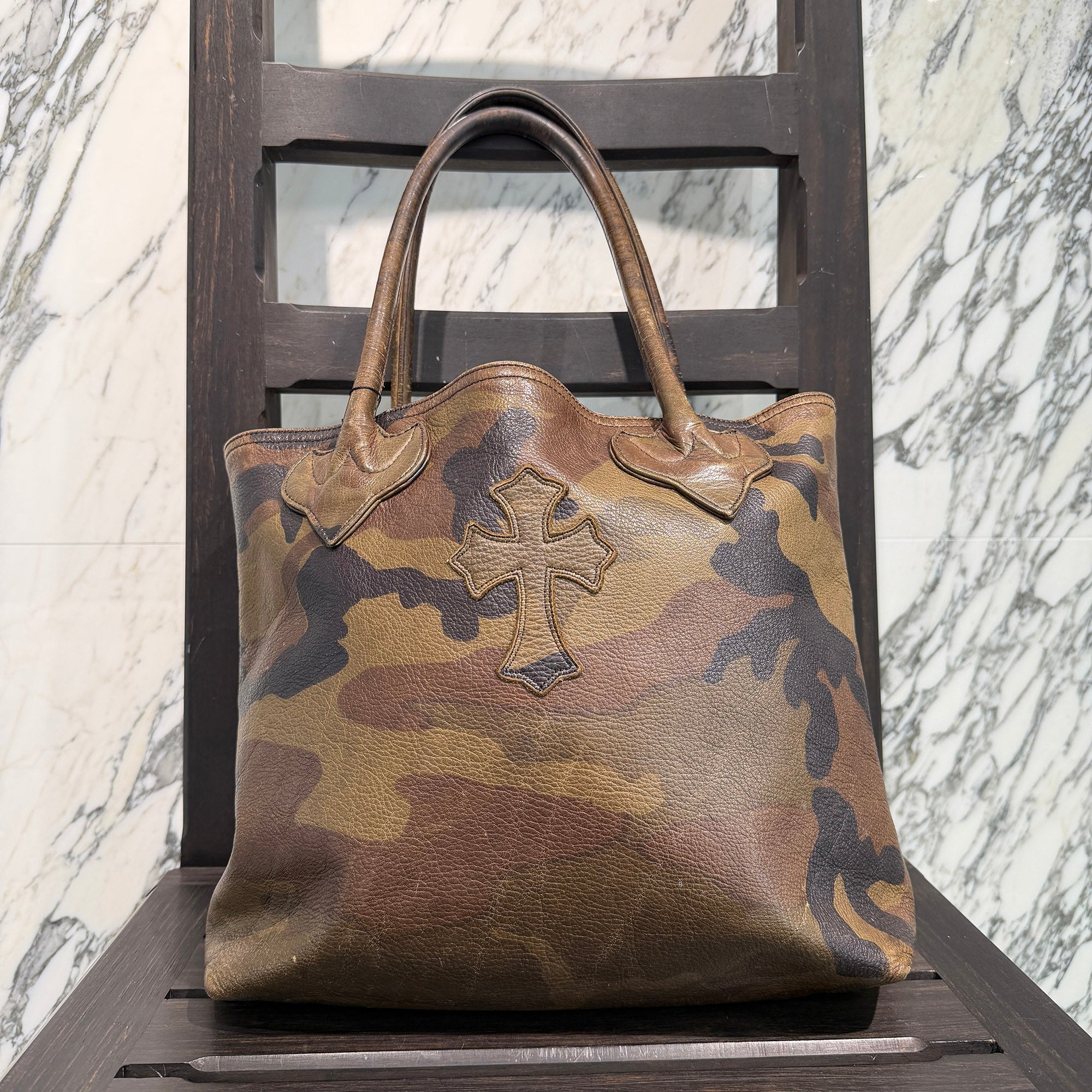 CHROME HEARTS Camouflage 1 Cross Leather Patch FS Tote Bag クロムハーツ カモフラージュ 1クロス レザーパッチ FS トートバッグ