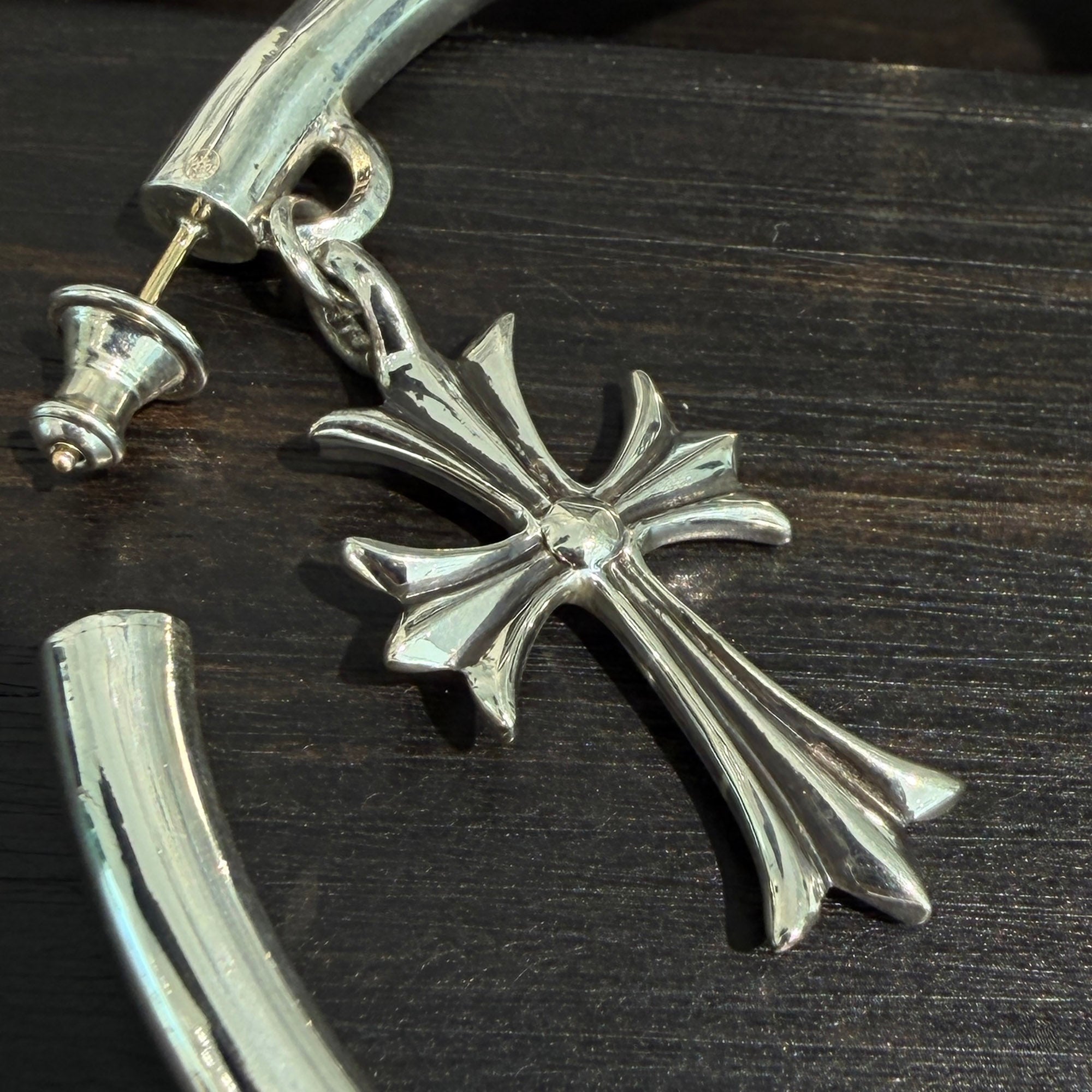 CHROME HEARTS Tiny CH Cross Hoop Earring クロムハーツ タイニーCHクロス フープ ピアス