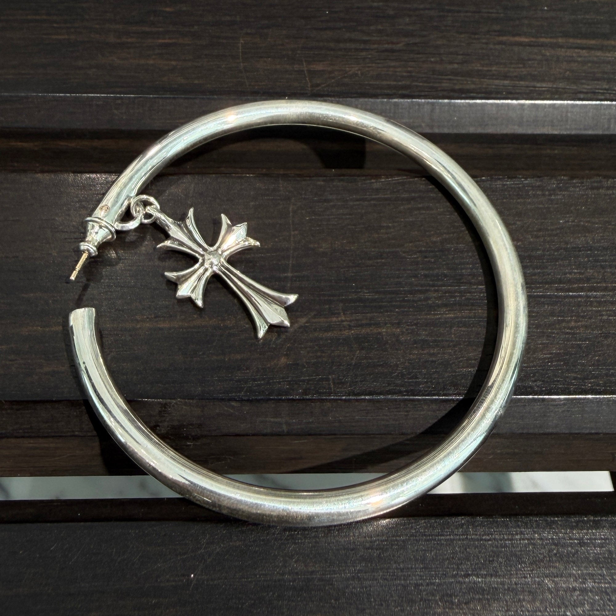 CHROME HEARTS Tiny CH Cross Hoop Earring クロムハーツ タイニーCHクロス フープ ピアス