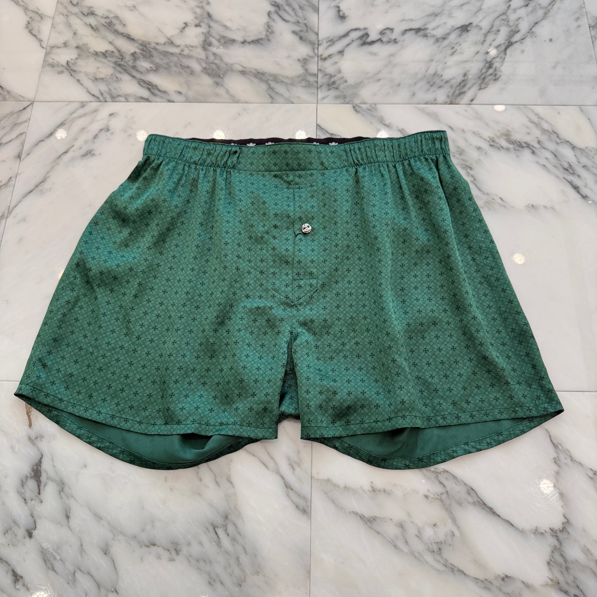 CHROME HEARTS BS Flare Button Silk Boxers Shorts Size XL クロムハーツ BS フレアボタン シルク ボクサーショーツ サイズXL