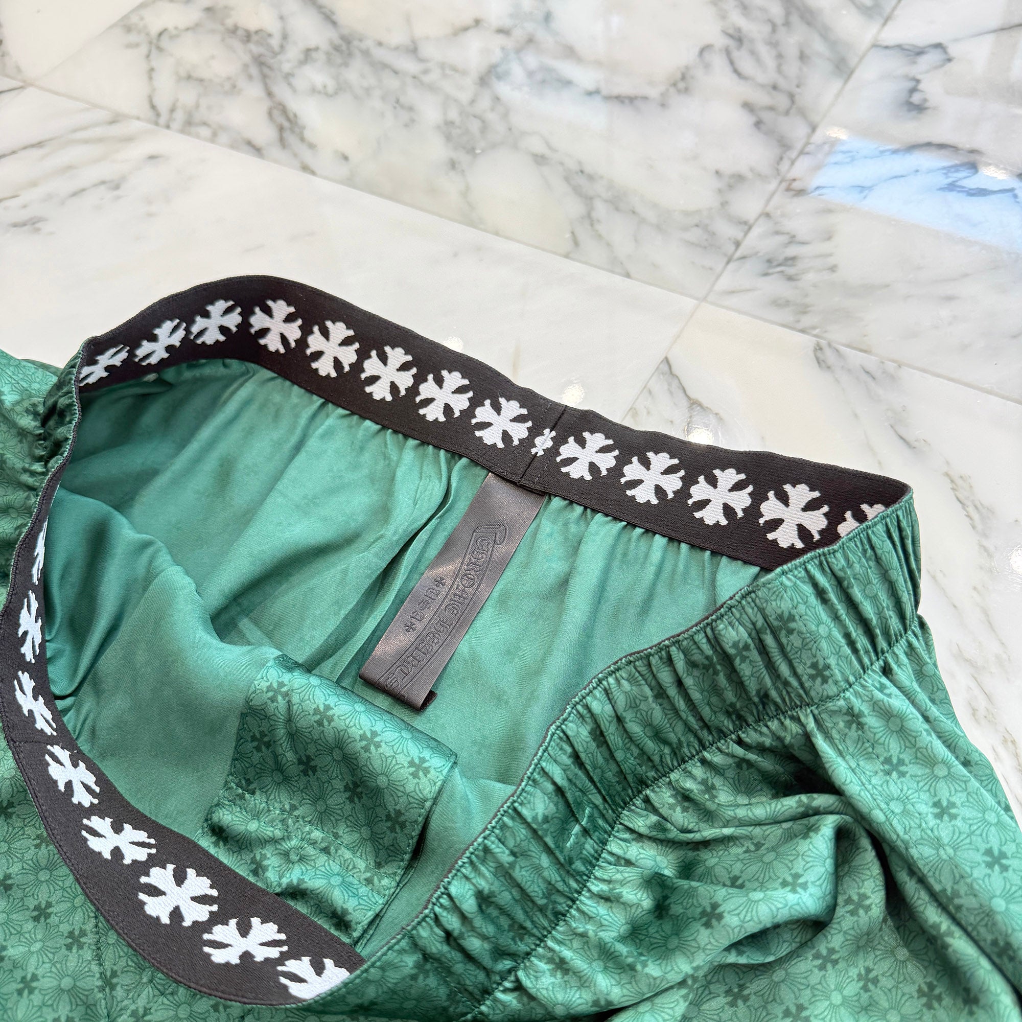 CHROME HEARTS BS Flare Button Silk Boxers Shorts Size XL クロムハーツ BS フレアボタン シルク ボクサーショーツ サイズXL