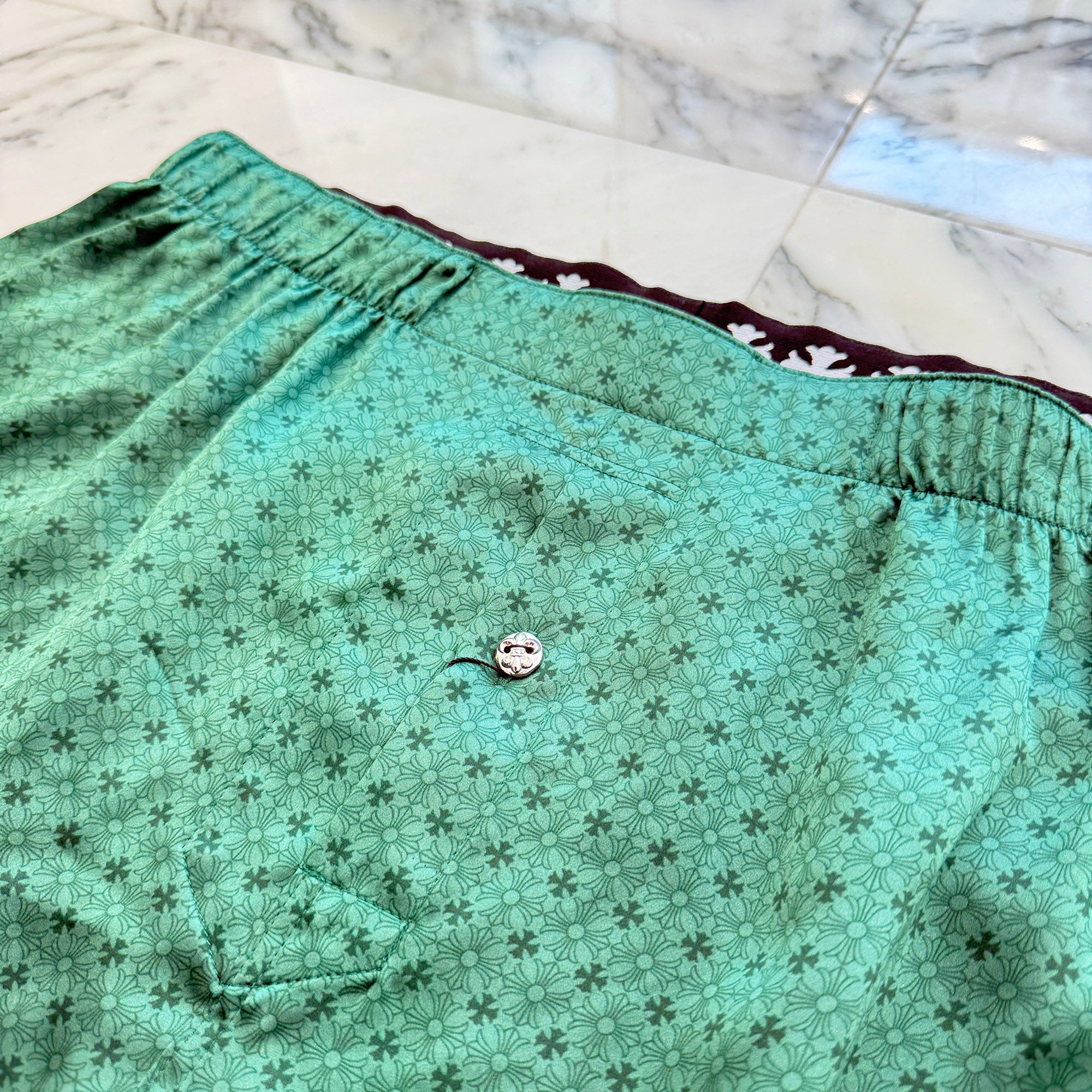 CHROME HEARTS BS Flare Button Silk Boxers Shorts Size XL クロムハーツ BS フレアボタン シルク ボクサーショーツ サイズXL