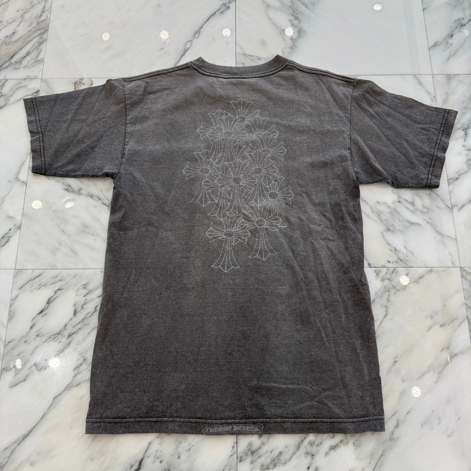 CHROME HEARTS Back Cemetery Cross Horseshoe Print Tee Size M クロムハーツ バックセメタリークロス ホースシュープリント Tシャツ サイズM
