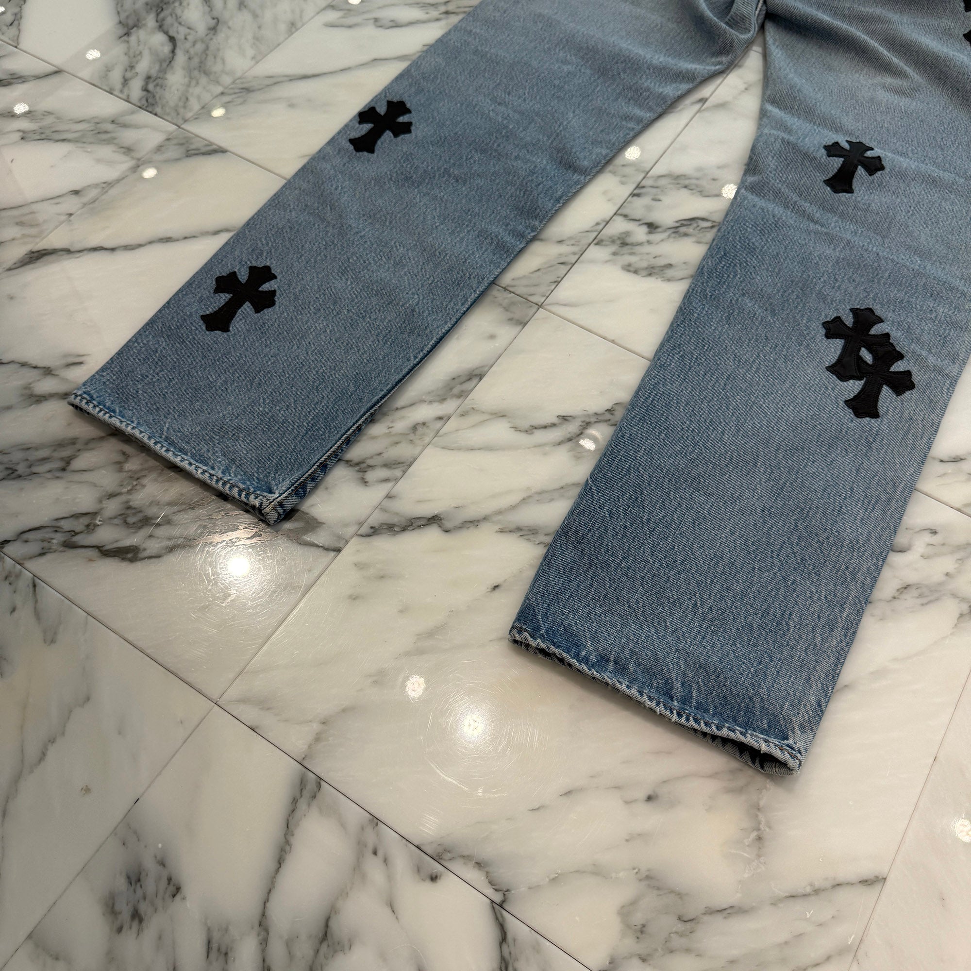 CHROME HEARTS × Levi's 501 VNTG Leather Cross Patch Denim Pants Size 31 クロムハーツ × リーバイス 501 ヴィンテージ レザークロスパッチ デニムパンツ サイズ31