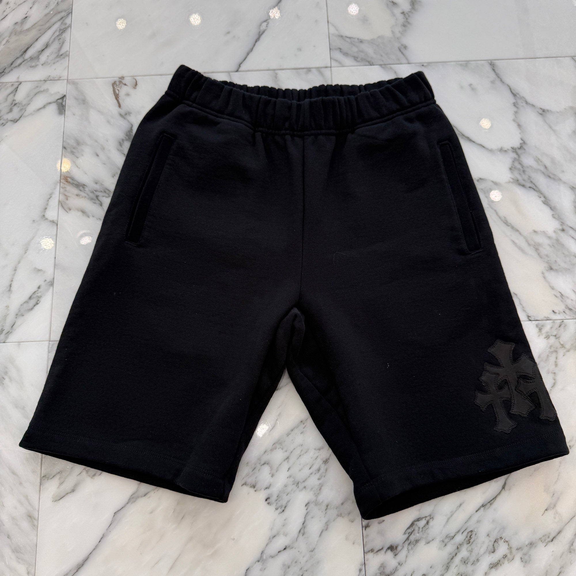 CHROME HEARTS Y NOT Triple Cross Leather Patch Sweat Shorts Size M クロムハーツ ワイノット トリプルクロス レザーパッチ スウェットショーツ サイズM