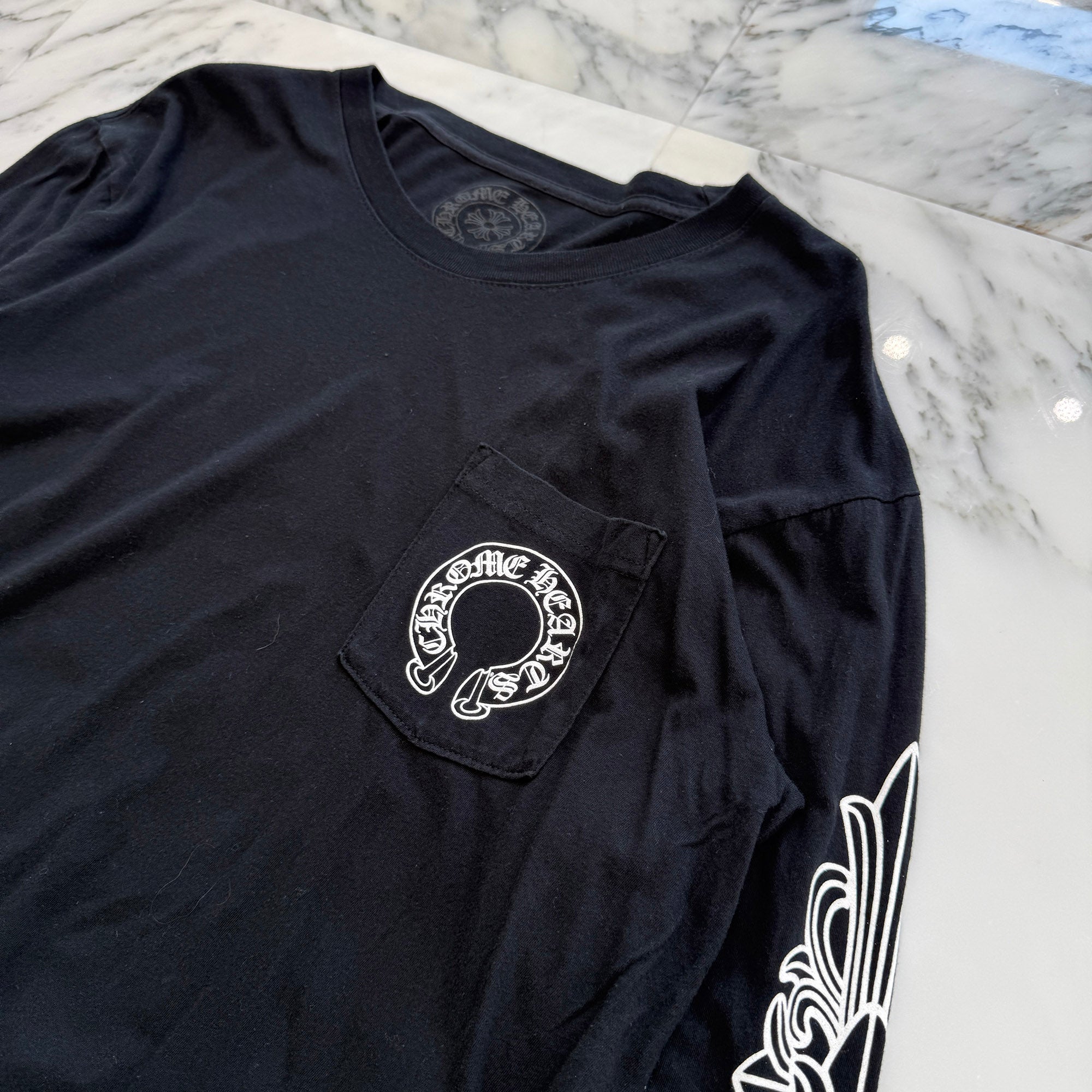 CHROME HEARTS Floral Cross FUCK YOU Horseshoe Long Sleeve Tee Size L クロムハーツ フローラルクロス ファックユー ホースシュー ロングスリーブ Tシャツ サイズL