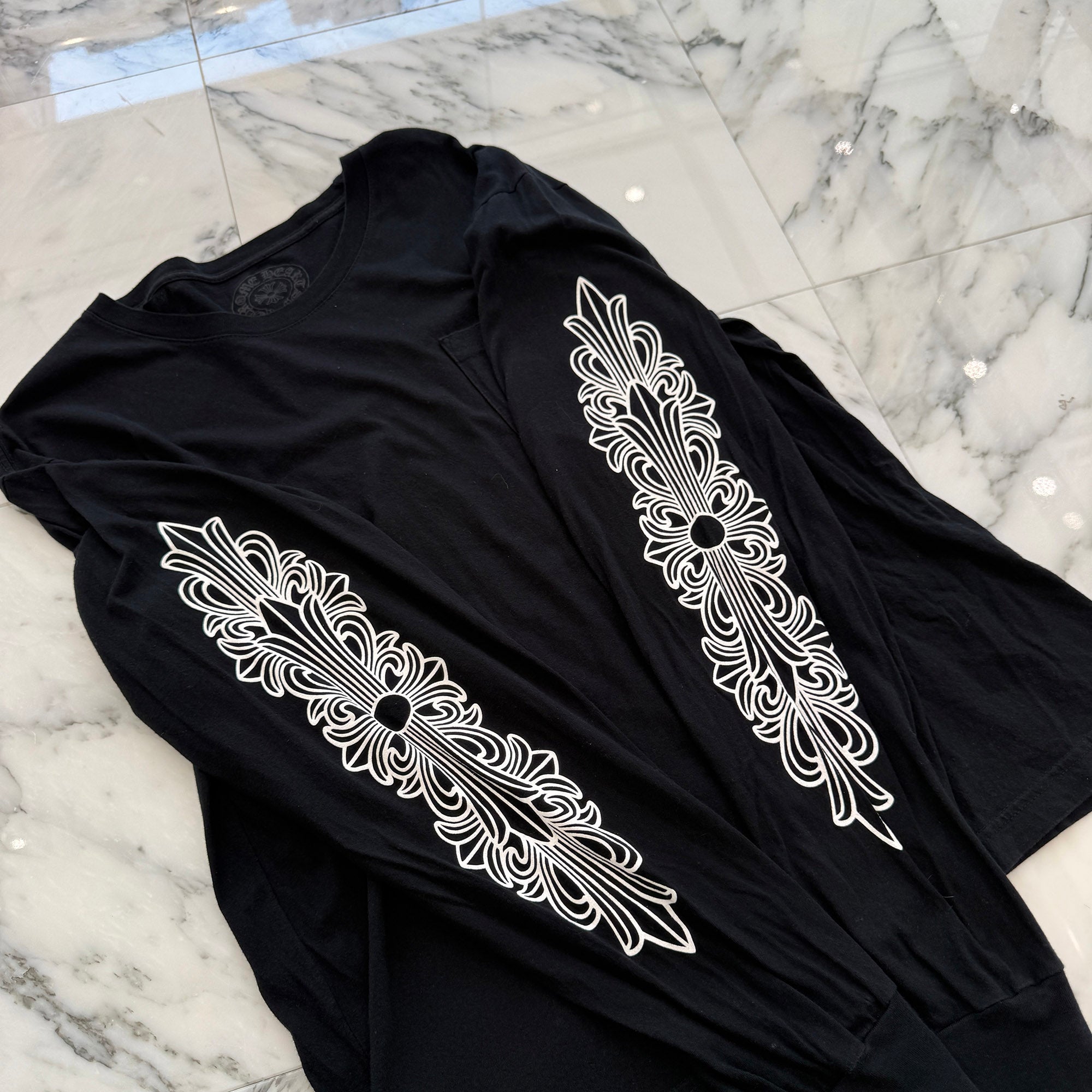 CHROME HEARTS Floral Cross FUCK YOU Horseshoe Long Sleeve Tee Size L クロムハーツ フローラルクロス ファックユー ホースシュー ロングスリーブ Tシャツ サイズL