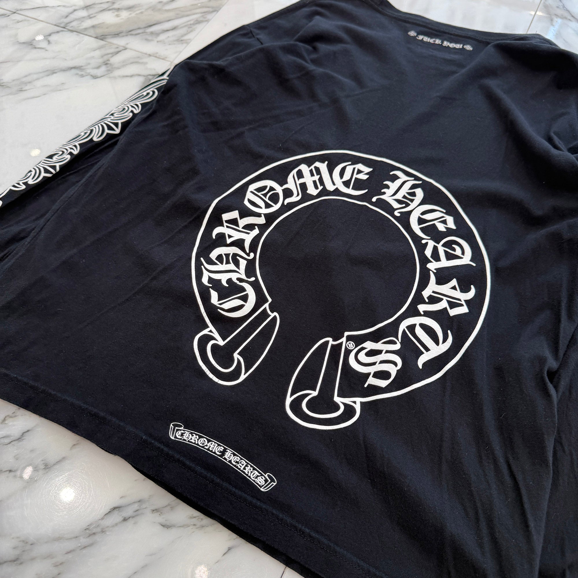 CHROME HEARTS Floral Cross FUCK YOU Horseshoe Long Sleeve Tee Size L クロムハーツ フローラルクロス ファックユー ホースシュー ロングスリーブ Tシャツ サイズL