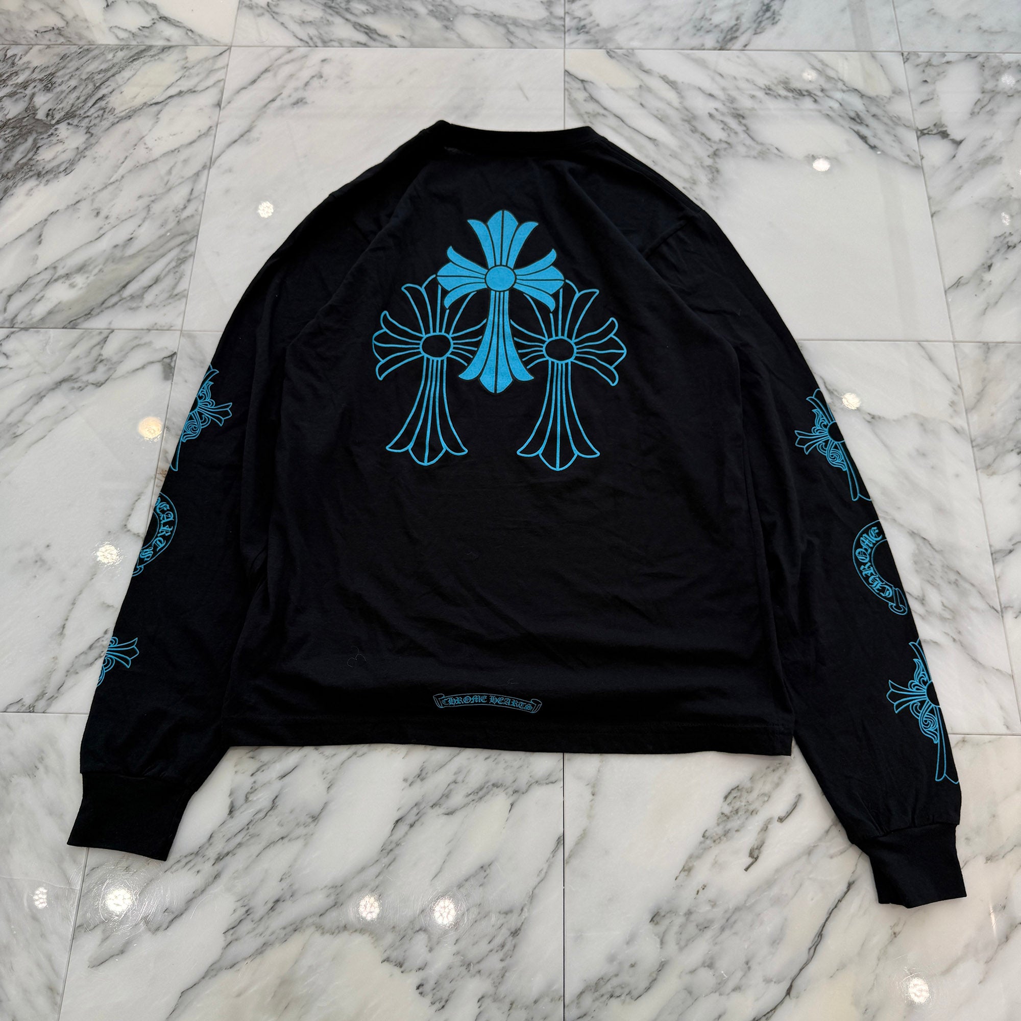 CHROME HEARTS 3 Blue Cross Horseshoe Long Sleeve Tee Size M クロムハーツ 3 ブルークロス ホースシュー ロングスリーブTシャツ サイズM