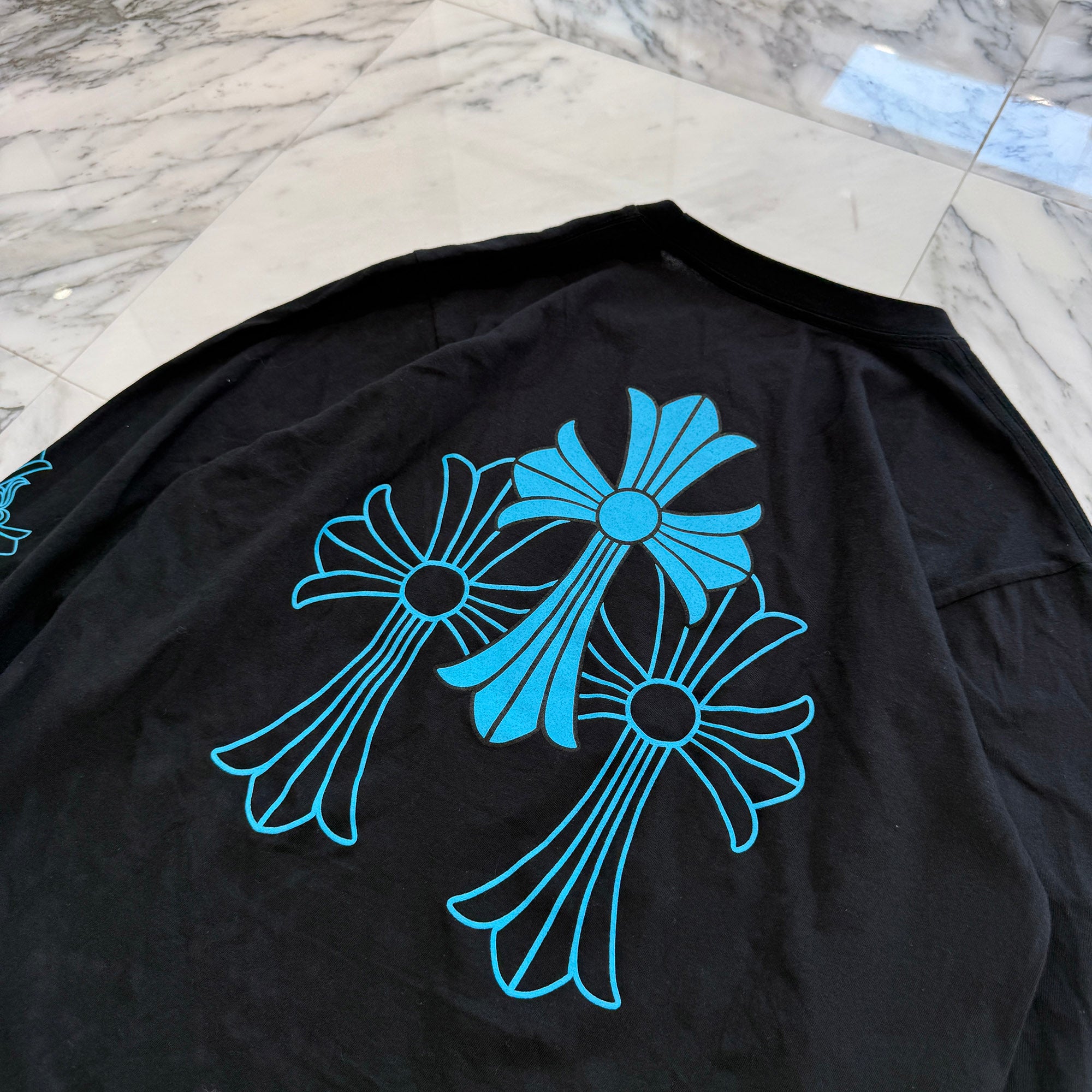 CHROME HEARTS 3 Blue Cross Horseshoe Long Sleeve Tee Size M クロムハーツ 3 ブルークロス ホースシュー ロングスリーブTシャツ サイズM