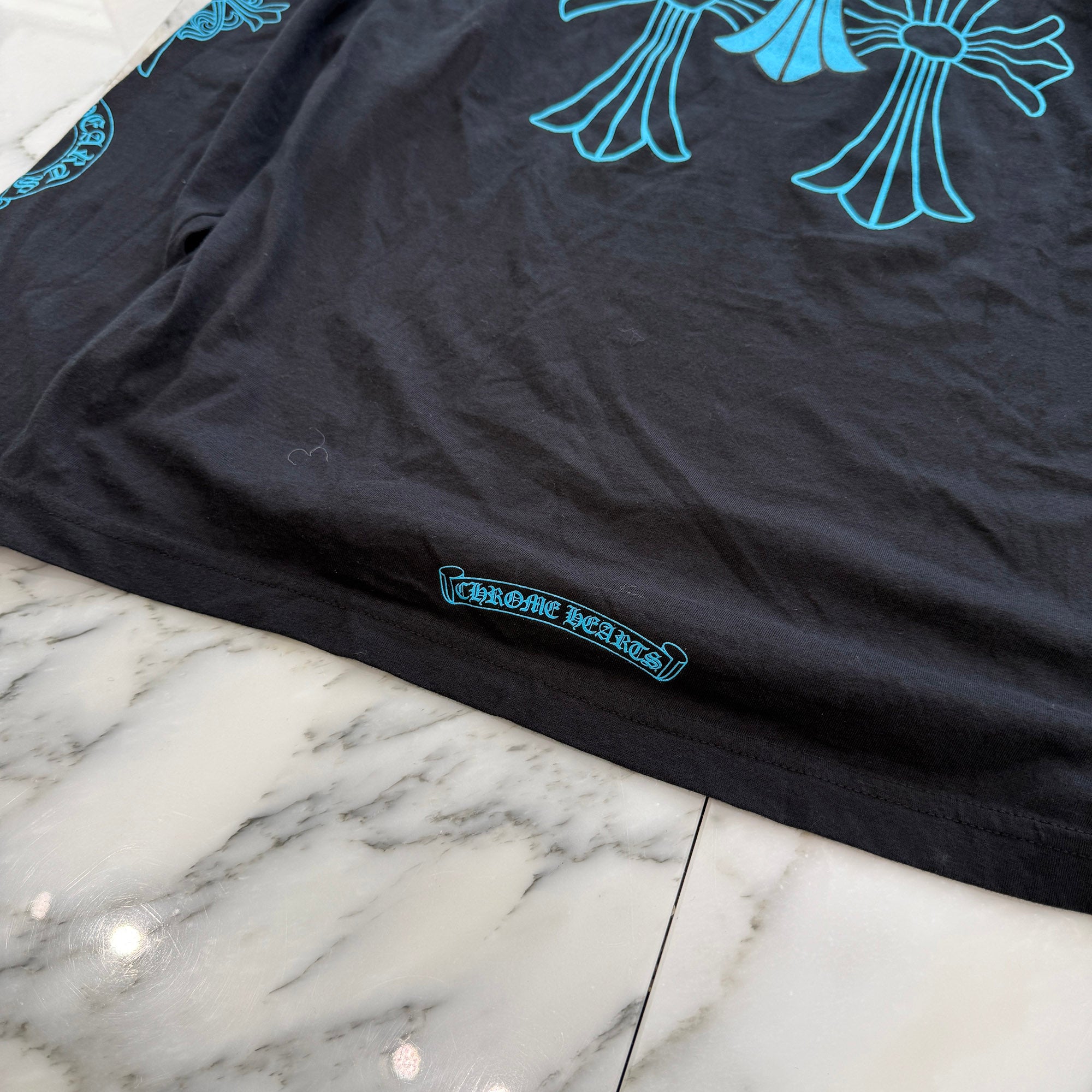 CHROME HEARTS 3 Blue Cross Horseshoe Long Sleeve Tee Size M クロムハーツ 3 ブルークロス ホースシュー ロングスリーブTシャツ サイズM