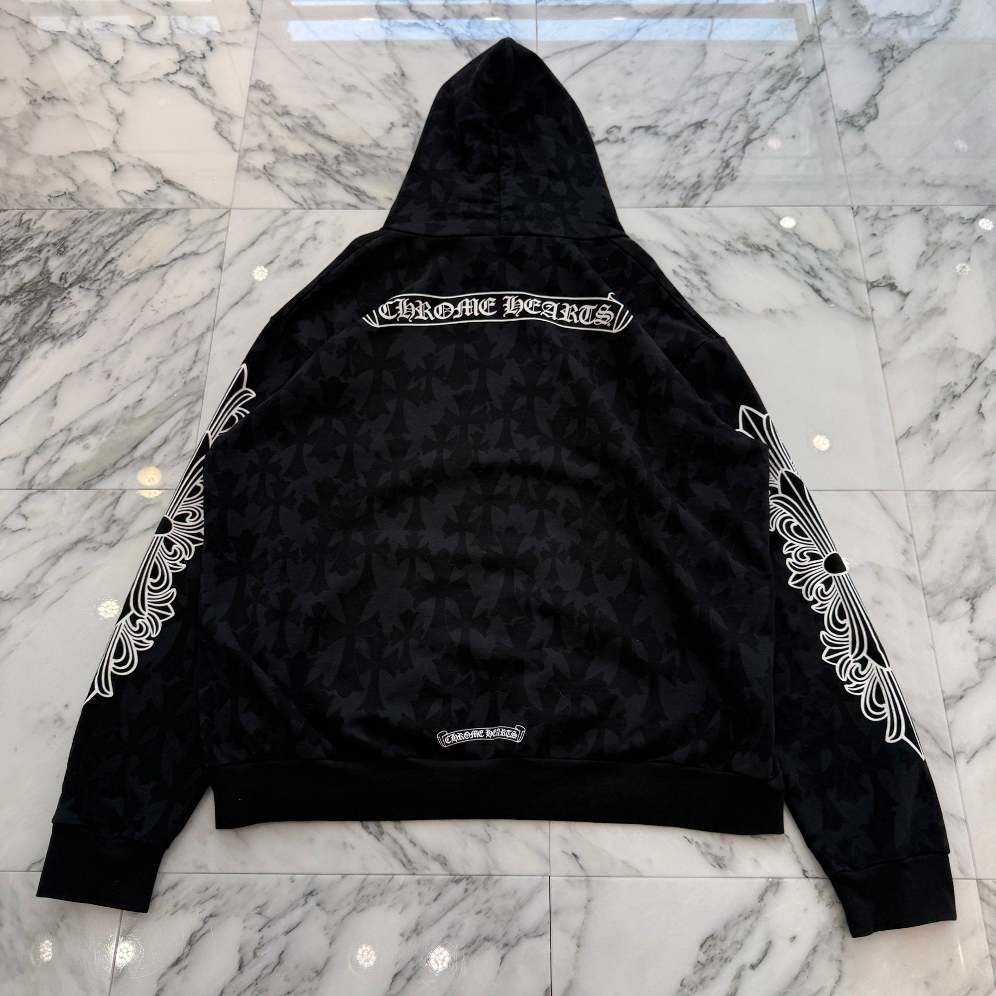 CHROME HEARTS 2024SS Graveyard Cemetery Cross Zip Up Hoodie Size L クロムハーツ グレイブヤード セメタリークロス ジップアップフーディ 総柄 サイズL