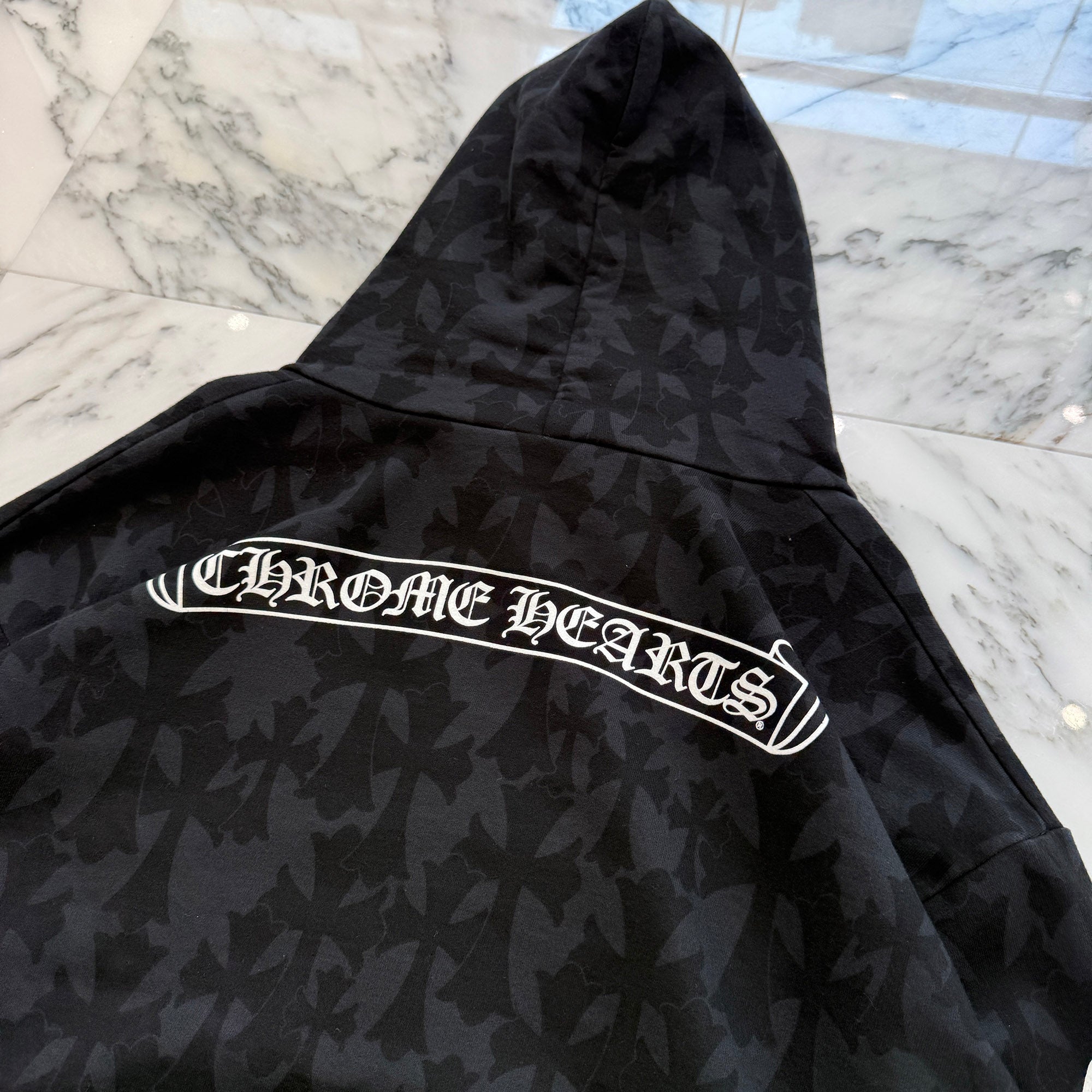 CHROME HEARTS 2024SS Graveyard Cemetery Cross Zip Up Hoodie Size L クロムハーツ グレイブヤード セメタリークロス ジップアップフーディ 総柄 サイズL