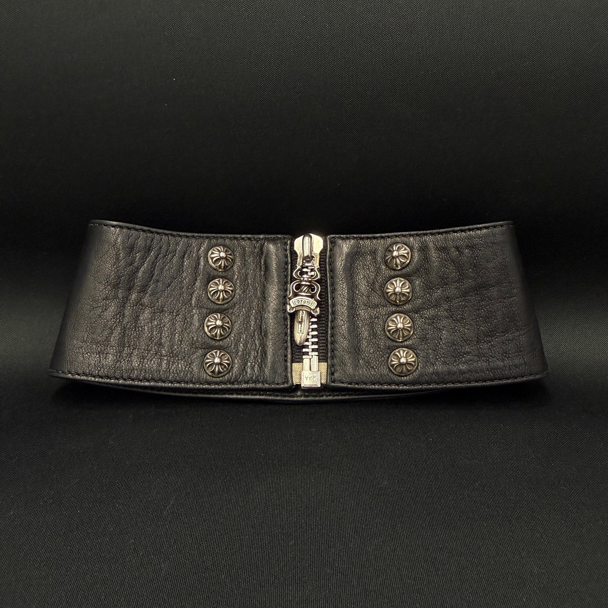 CHROME HEARTS Cross Ball Dagger Zip Leather Choker クロムハーツ クロスボール ダガージップ レザーチョーカー