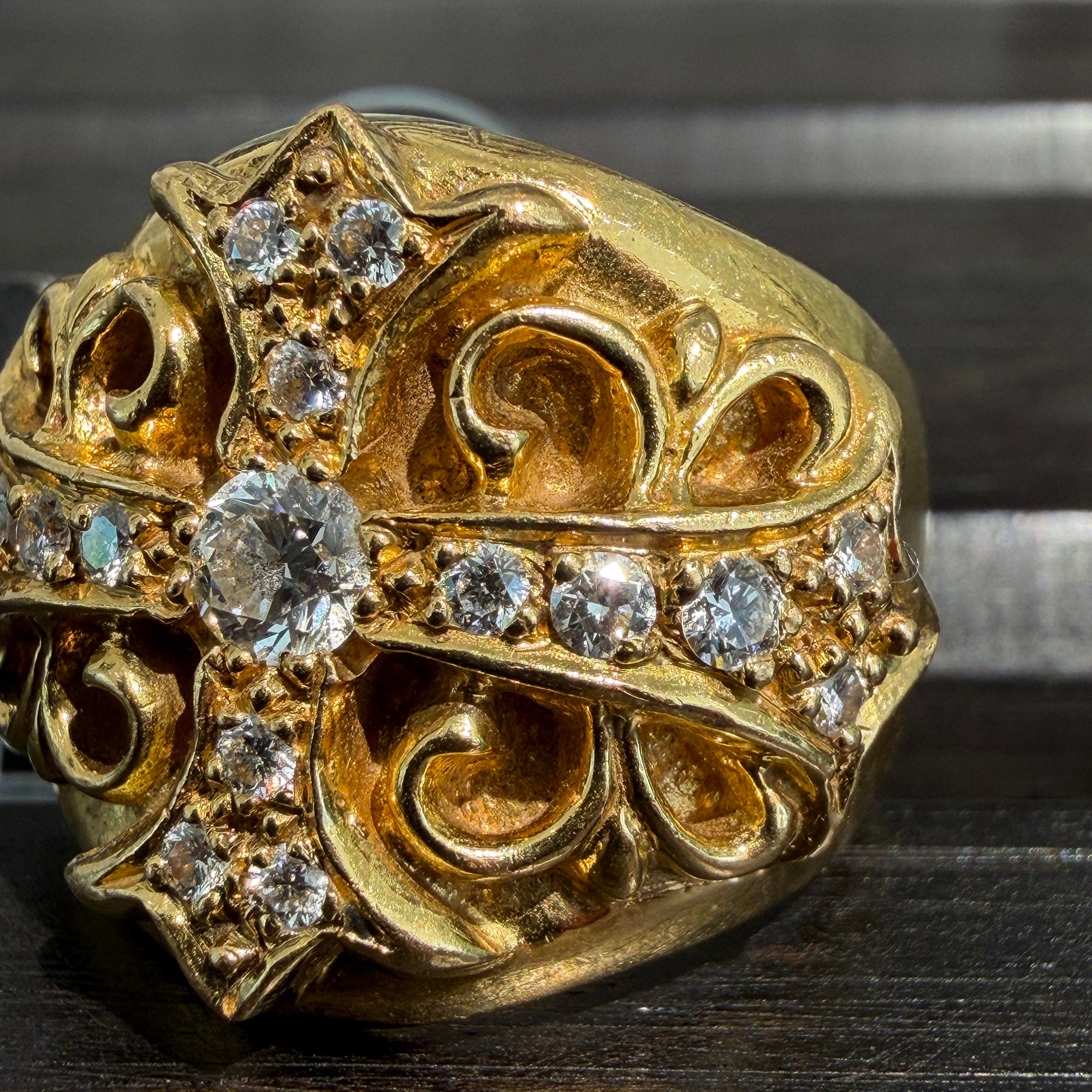 CHROME HEARTS 22K KEEPER RING Pave Diamond Size 18号 クロムハーツ 22K キーパーリング パヴェダイヤモンド サイズ18号